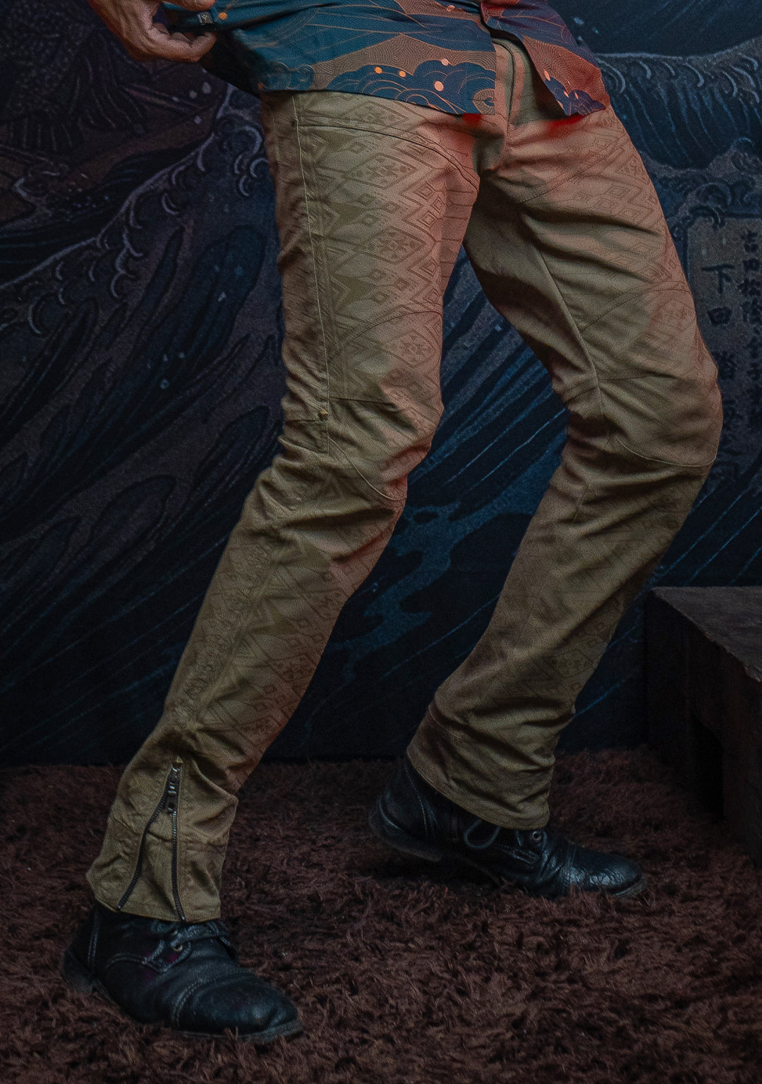 Pants Men / Twill Stretchy Screenprinted - Latte BOHONOX