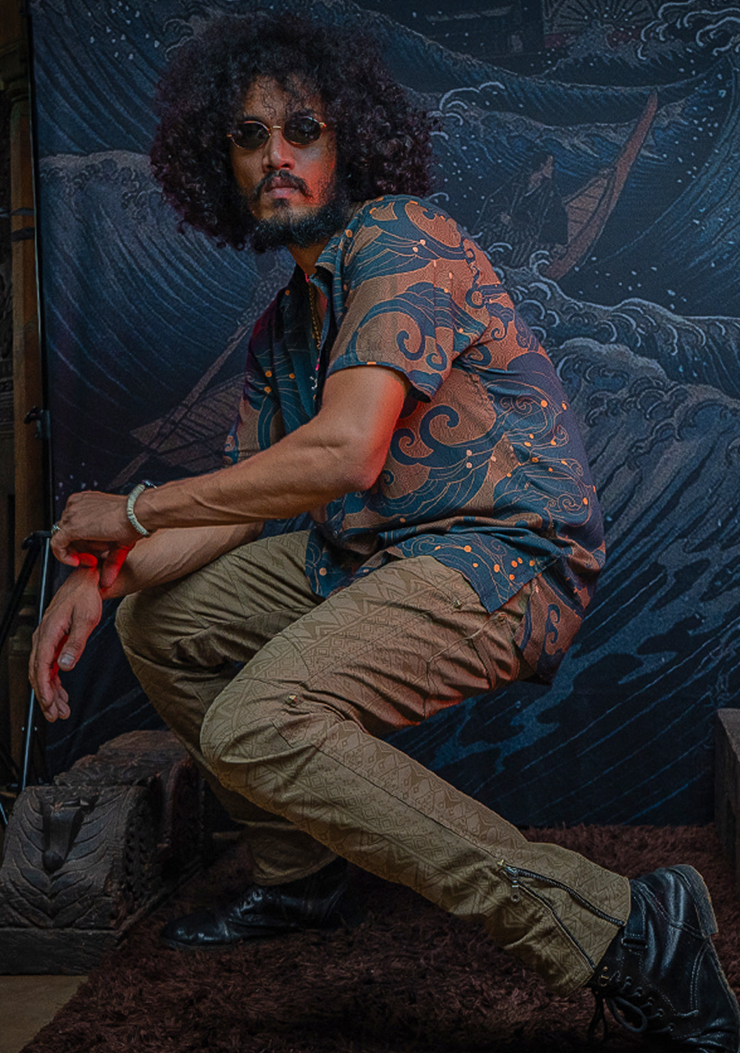 Pants Men / Twill Stretchy Screenprinted - Latte BOHONOX