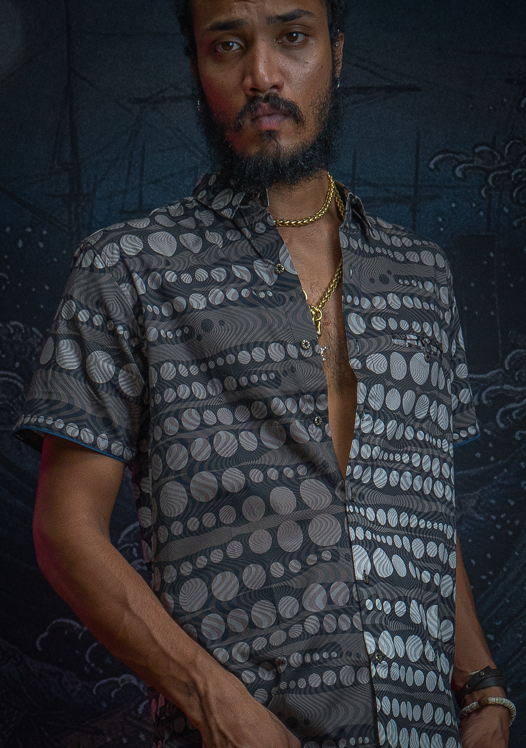 Shirt Men Half Sleeves / Cotton Jaquard - SANDSTORMZ Satin Licra