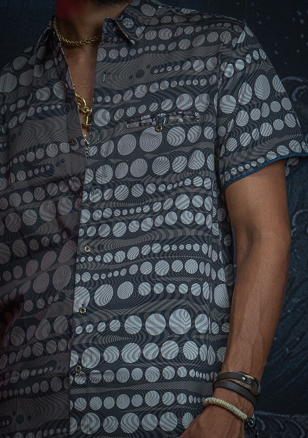 Shirt Men Half Sleeves / Cotton Jaquard - SANDSTORMZ Satin Licra