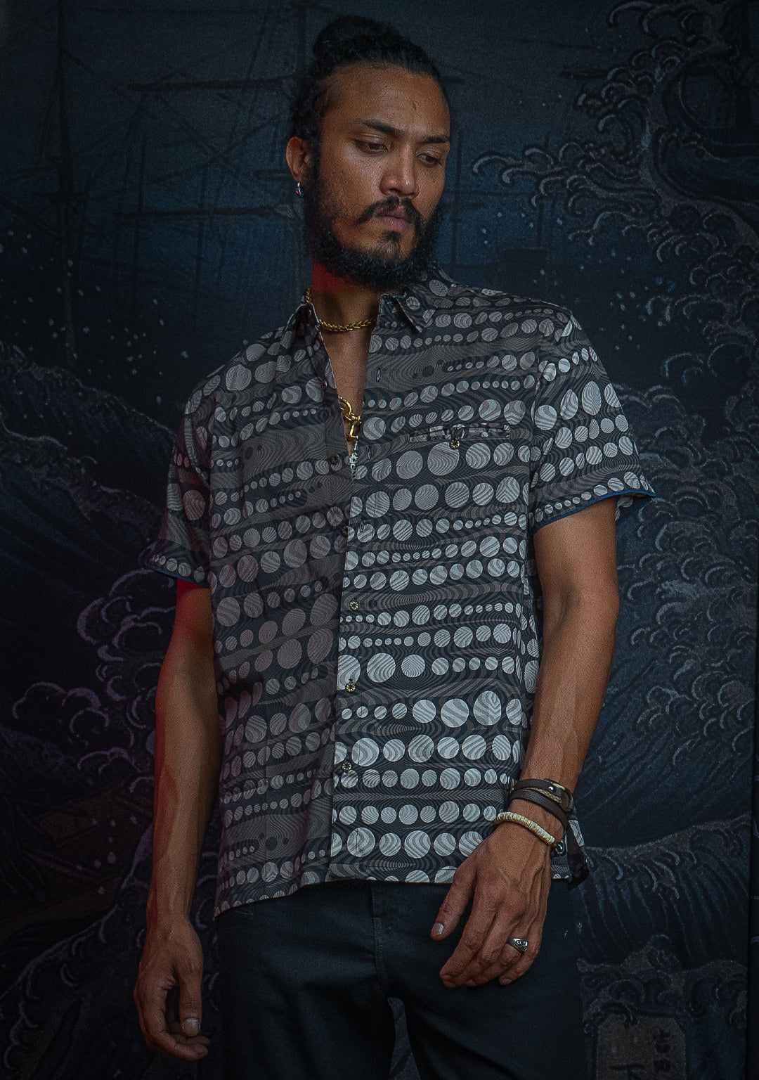 Shirt Men Half Sleeves / Cotton Jaquard - SANDSTORMZ Satin Licra