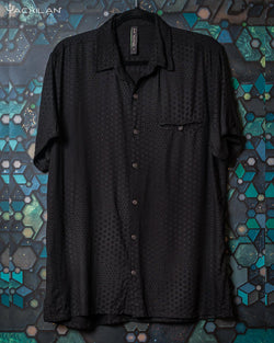 Shirt Men Half Sleeves / Viscose - Black ARAKIS - Yacxilan Artwear