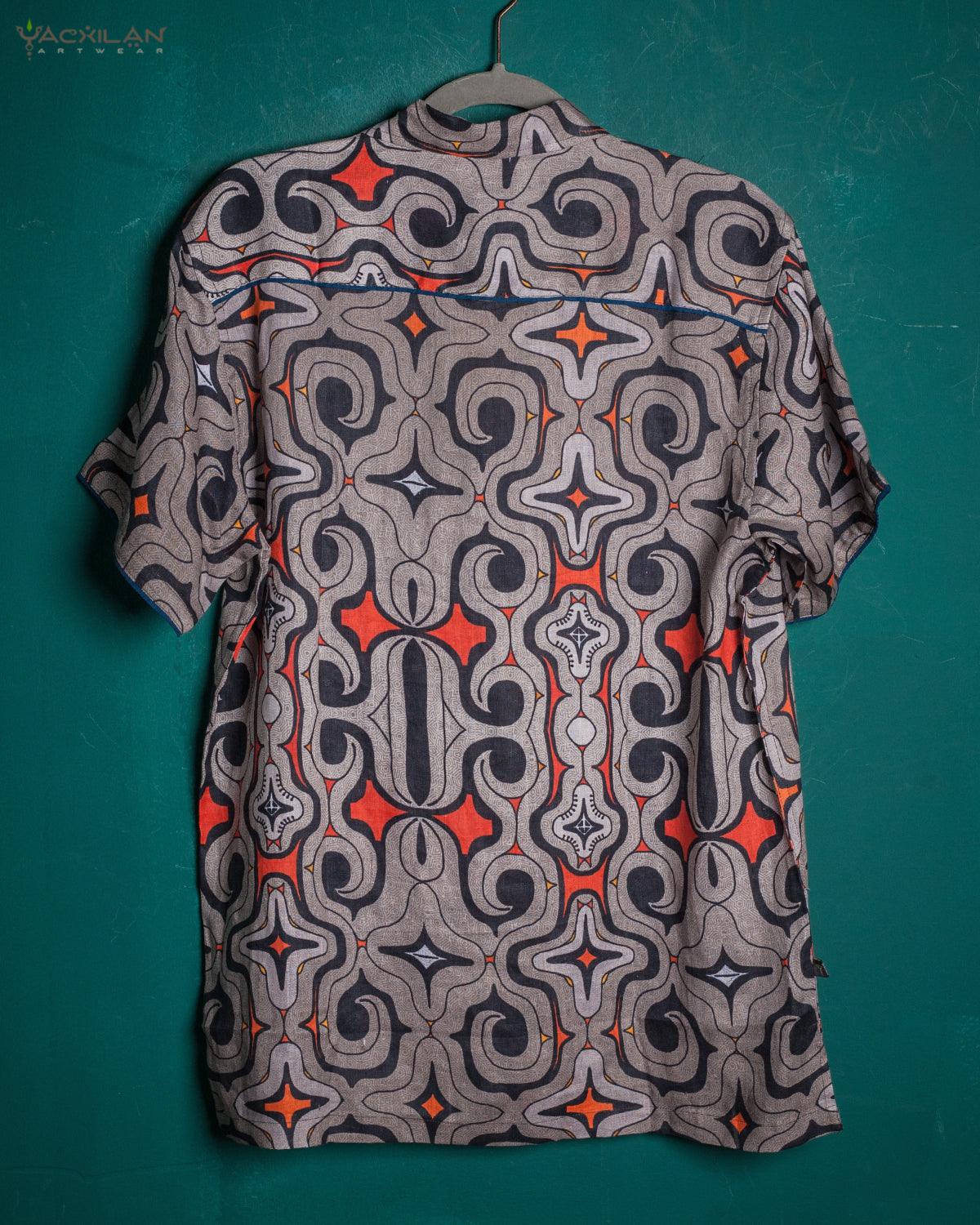 Shirt Men Half Sleeves / Thin Linen- MU TRIBE - Yacxilan Artwear