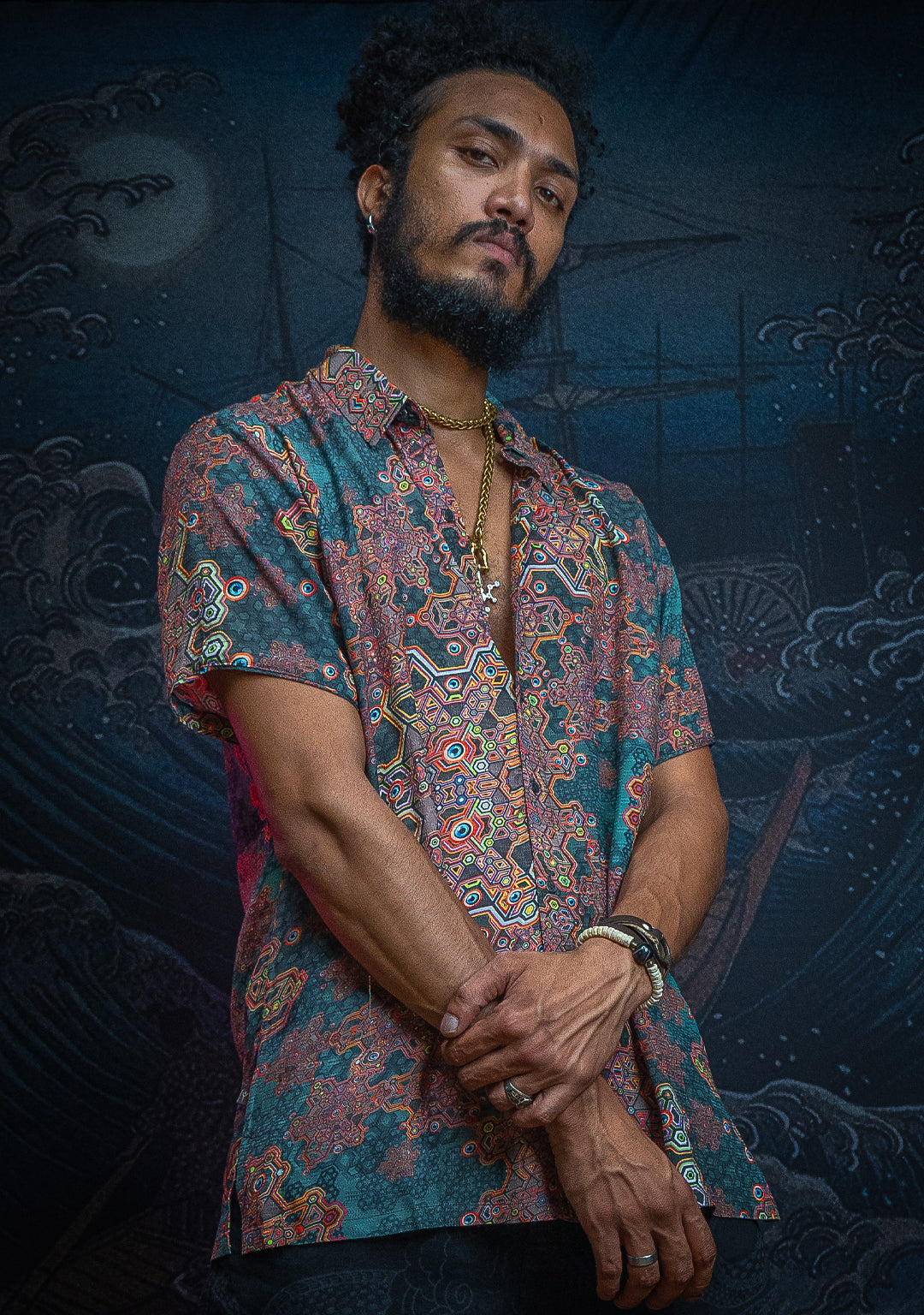 Shirt Men Half Sleeves / Organic Bio Farms Orange Starcheckers - ATLANTHEON