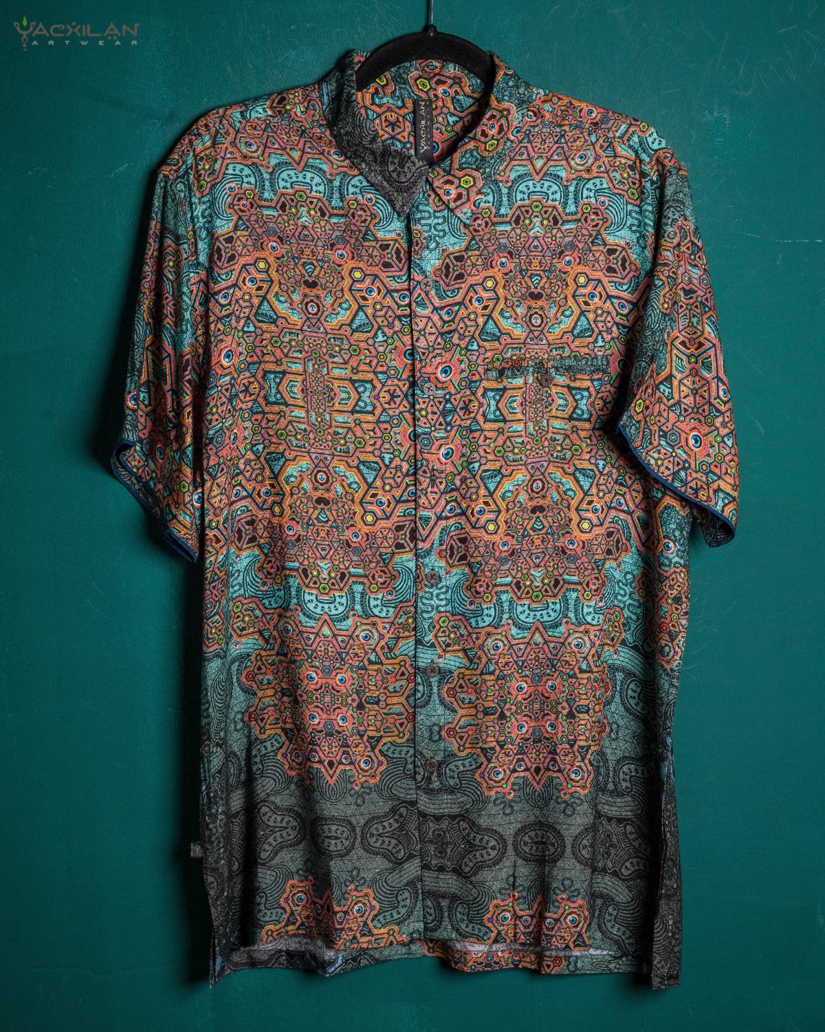 Shirt Men Half Sleeves / Viscose Jaquard Diamond Weave- ATLANTIS - Yacxilan Artwear