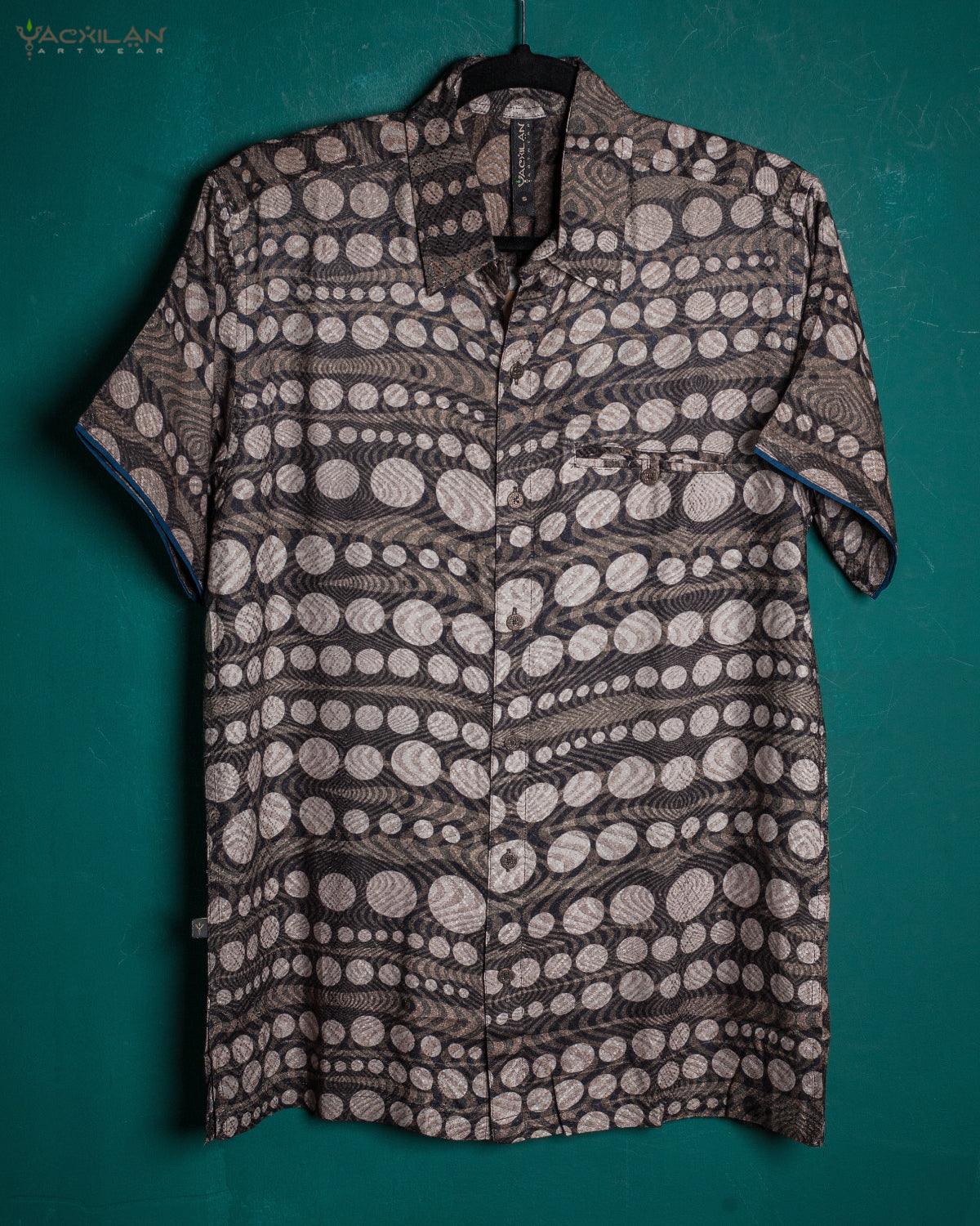 Shirt Men Half Sleeves / Viscose Jaquard Diamond Weave- SANDSTORMZ - Yacxilan Artwear