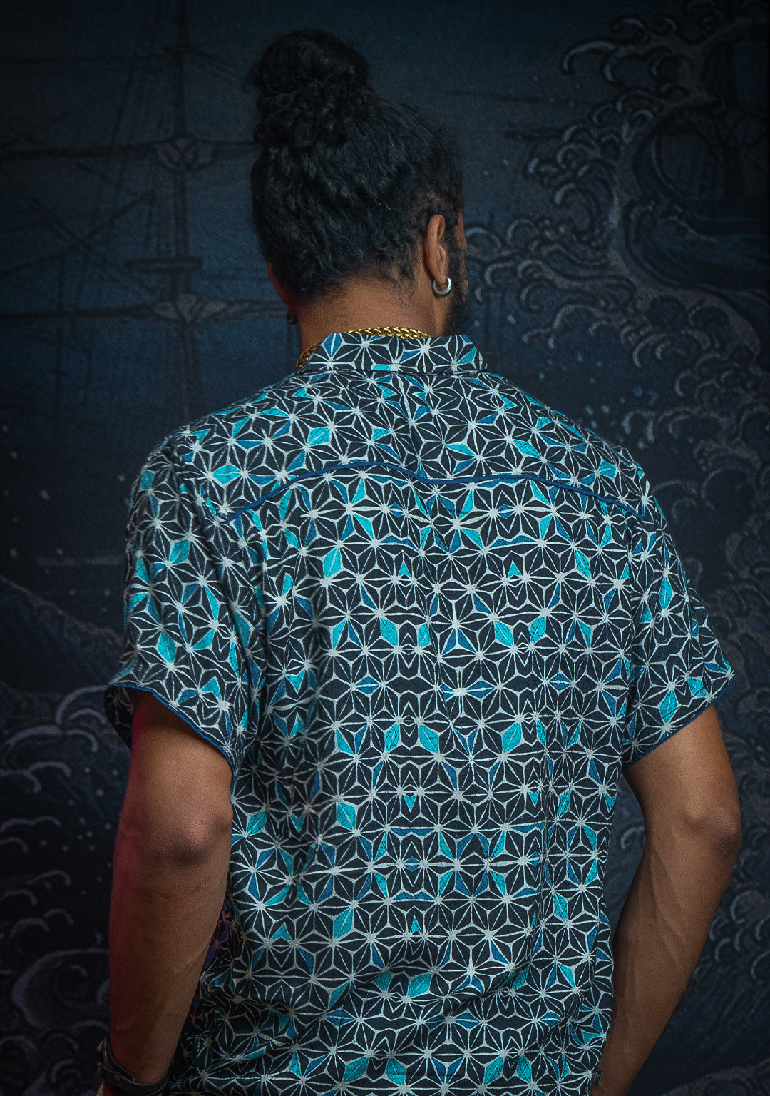 Shirt Men Half Sleeves / Viscose Diamond Weave- SOLARIS JAPANIKA