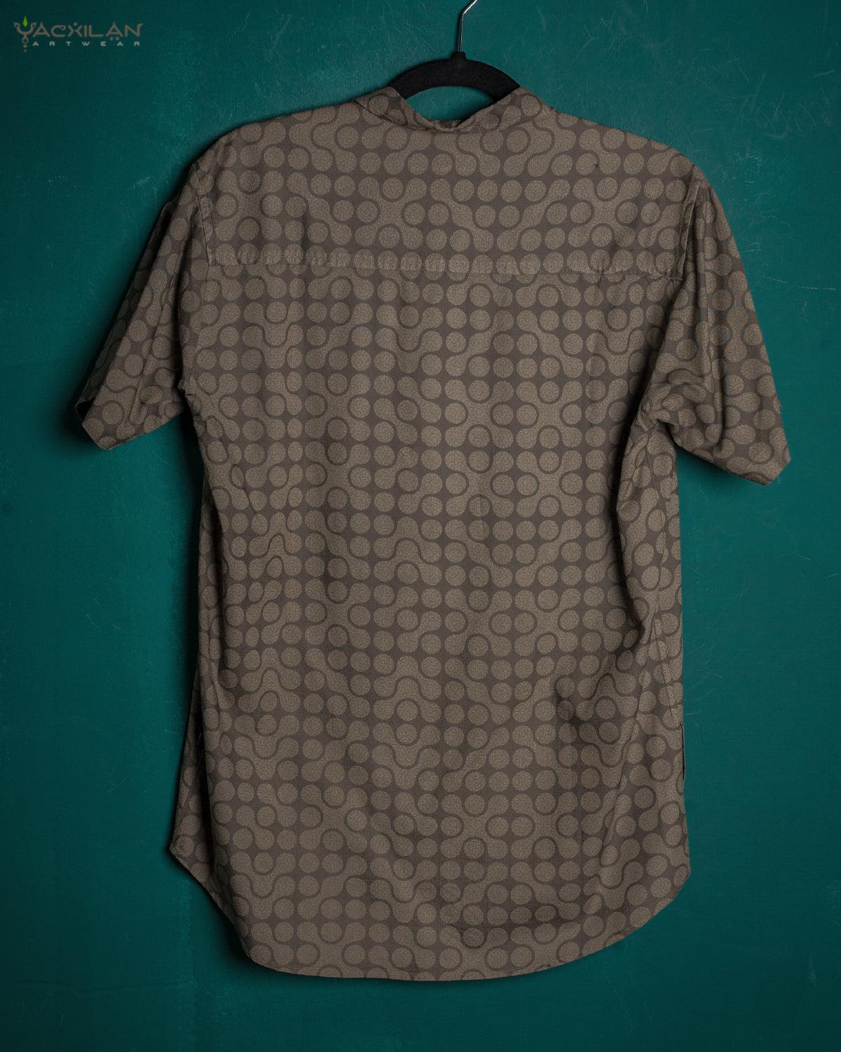 Shirt Men Half Sleeves / Viscose - Screenprint - Sand TETRIS - Yacxilan Artwear