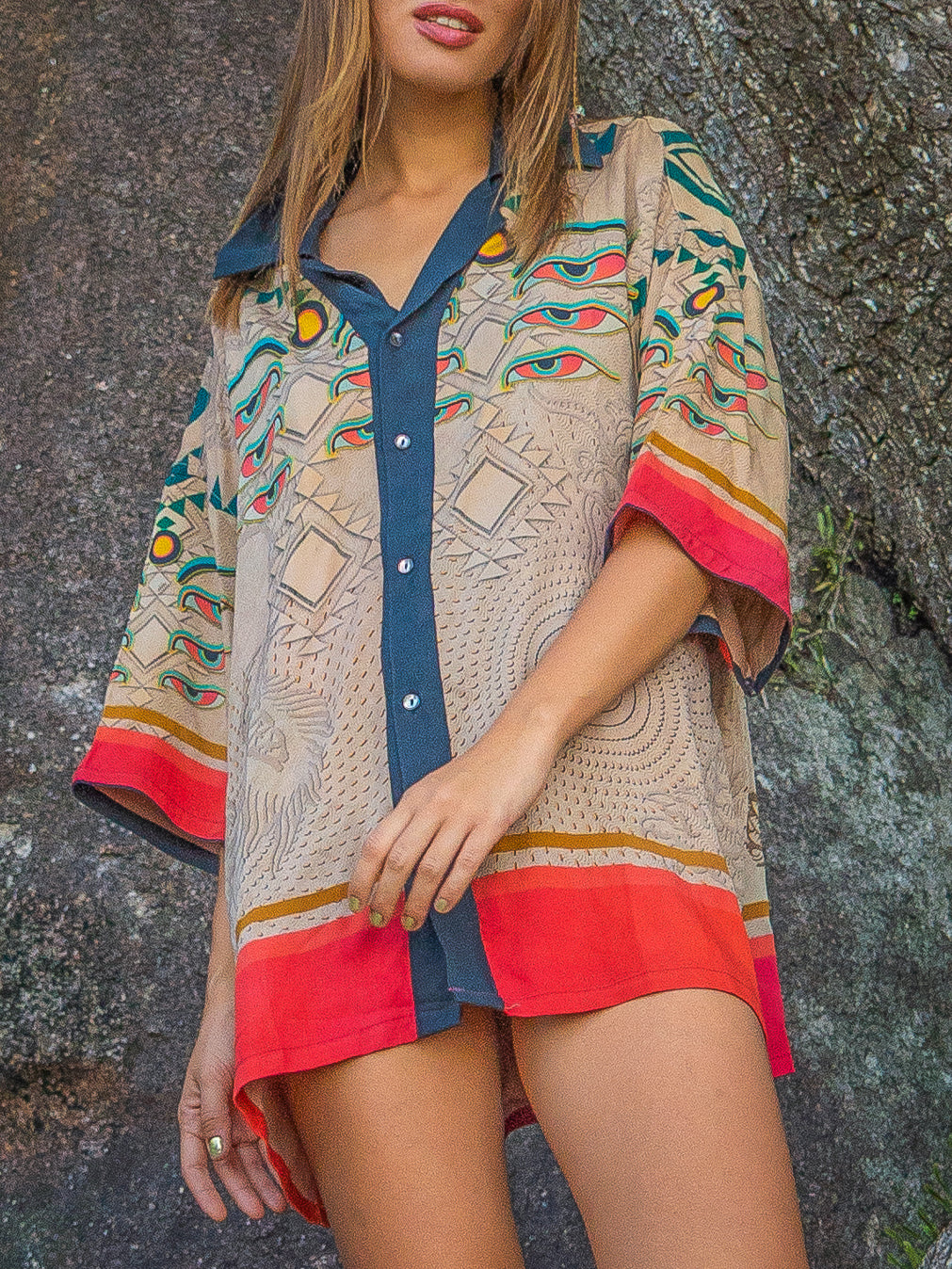 Shirt Men Oversized Set Half Sleeves / Viscose - EYENEYE