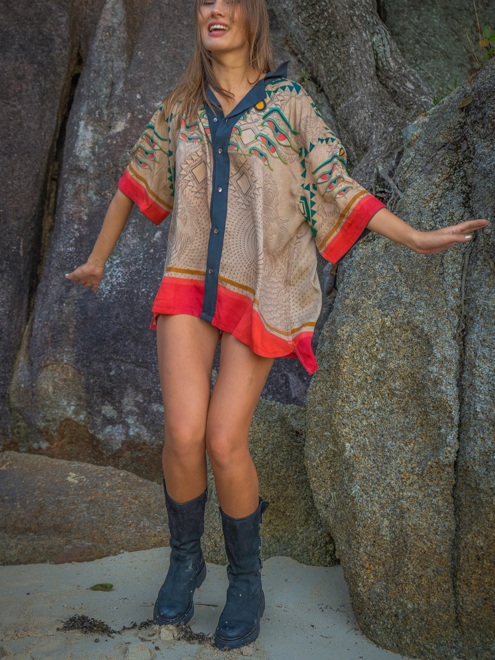 Shirt Men Oversized Set Half Sleeves / Viscose - EYENEYE