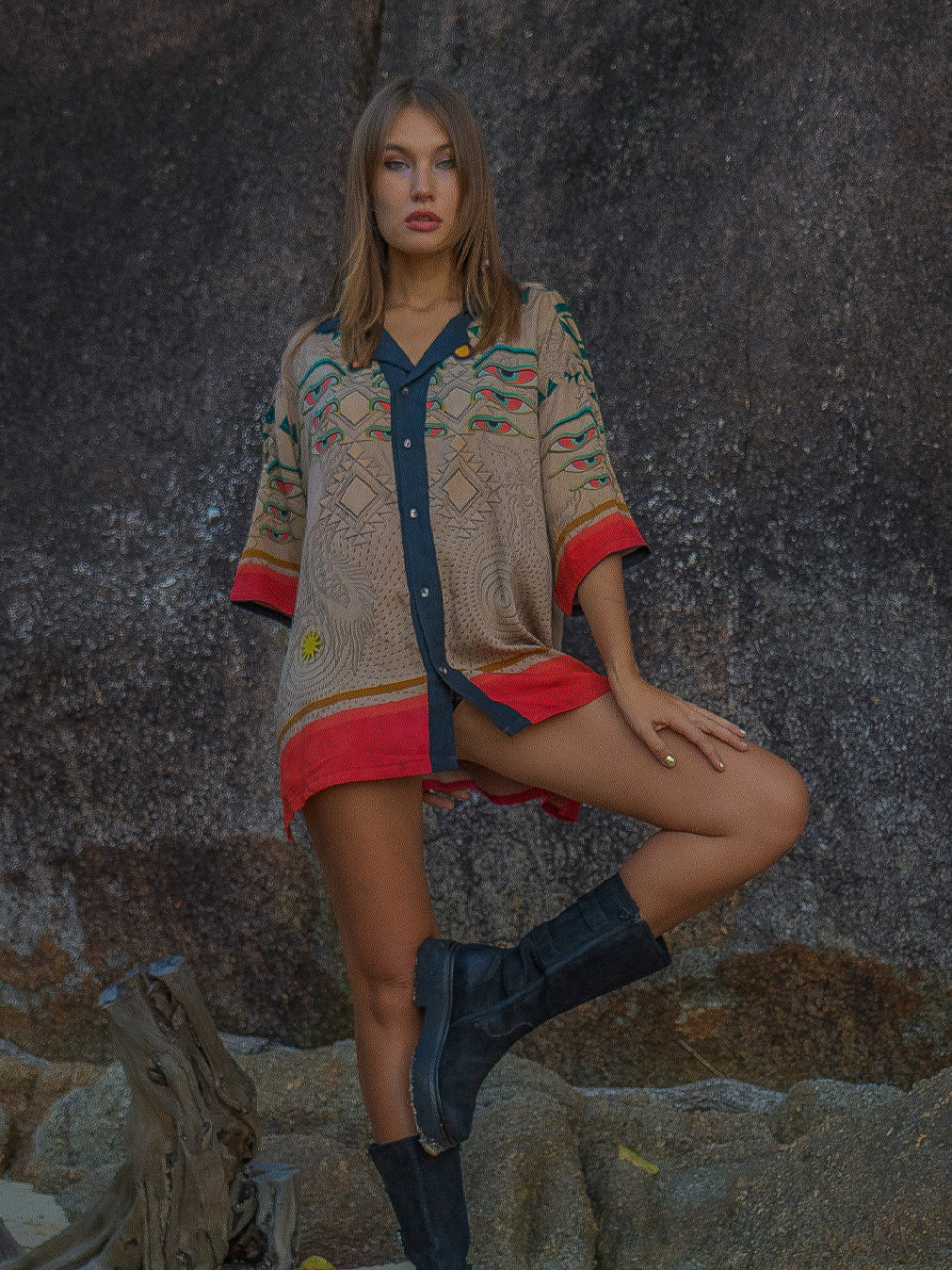 Shirt Men Oversized Set Half Sleeves / Viscose - EYENEYE