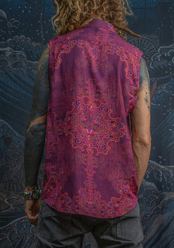 Shirt Men Sleeveless / Organic Bio Farms BAMBOO Squares - Pink DEMETRIO