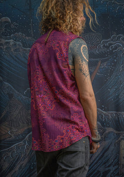 Shirt Men Sleeveless / Organic Bio Farms BAMBOO Squares - Pink DEMETRIO