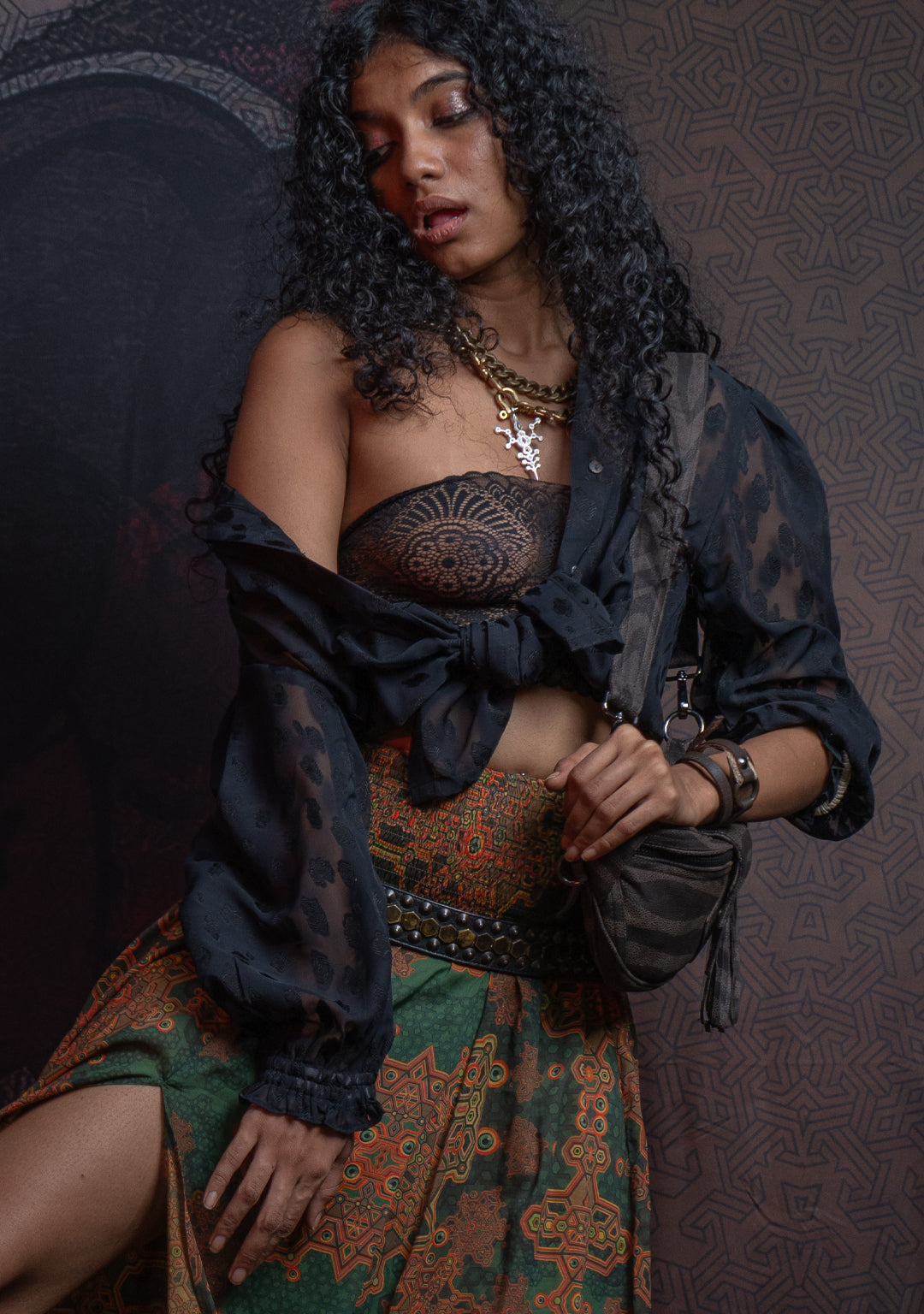 Shirt Woman Longsleeve FRUFRU / Japanese Uragiri -  BLACK Wheat