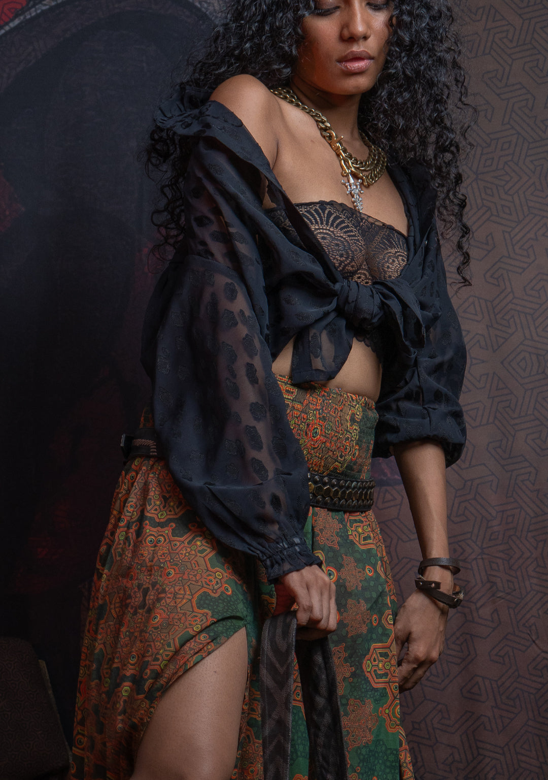 Shirt Woman Longsleeve FRUFRU / Japanese Uragiri -  BLACK Wheat