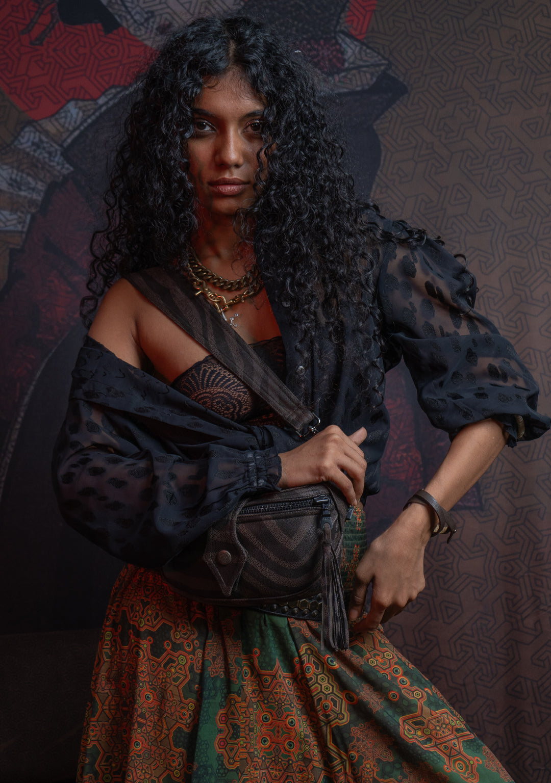 Shirt Woman Longsleeve FRUFRU / Japanese Uragiri -  BLACK Wheat