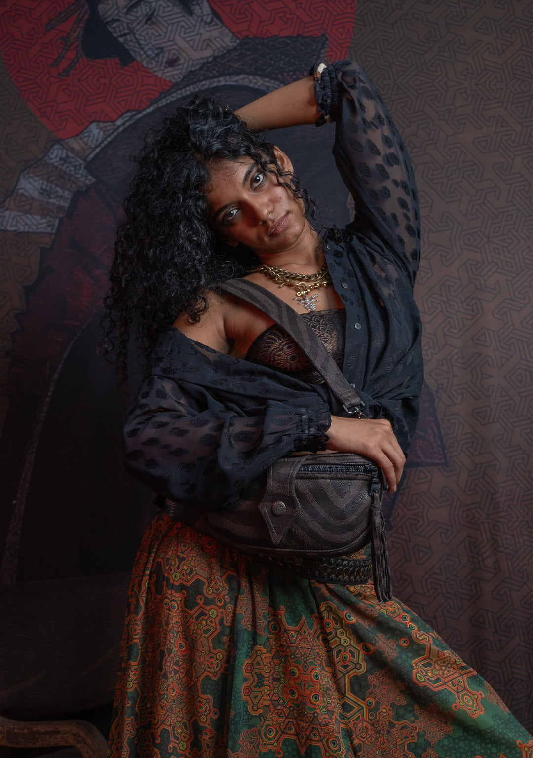 Shirt Woman Longsleeve FRUFRU / Japanese Uragiri -  BLACK Wheat