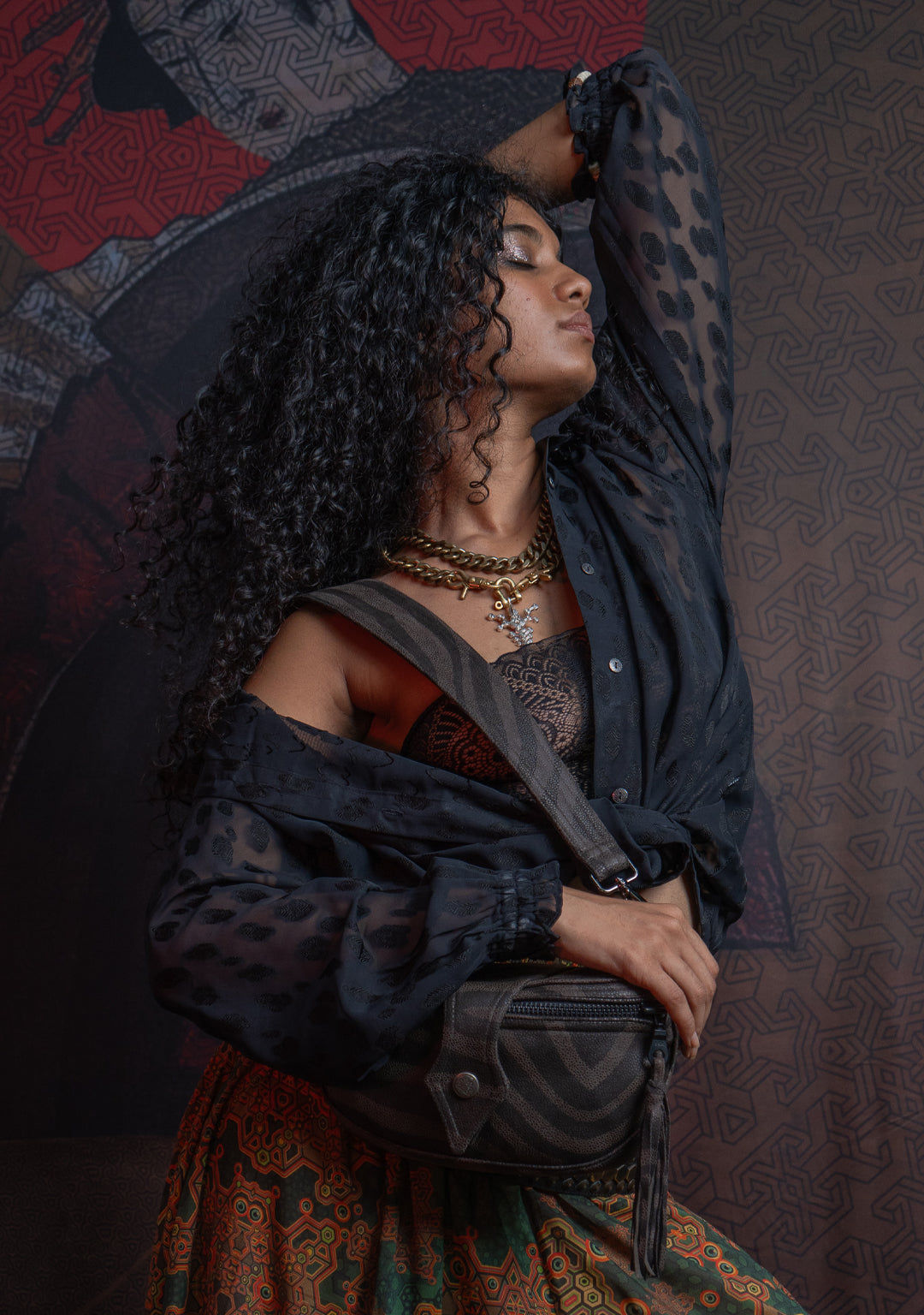 Shirt Woman Longsleeve FRUFRU / Japanese Uragiri -  BLACK Wheat