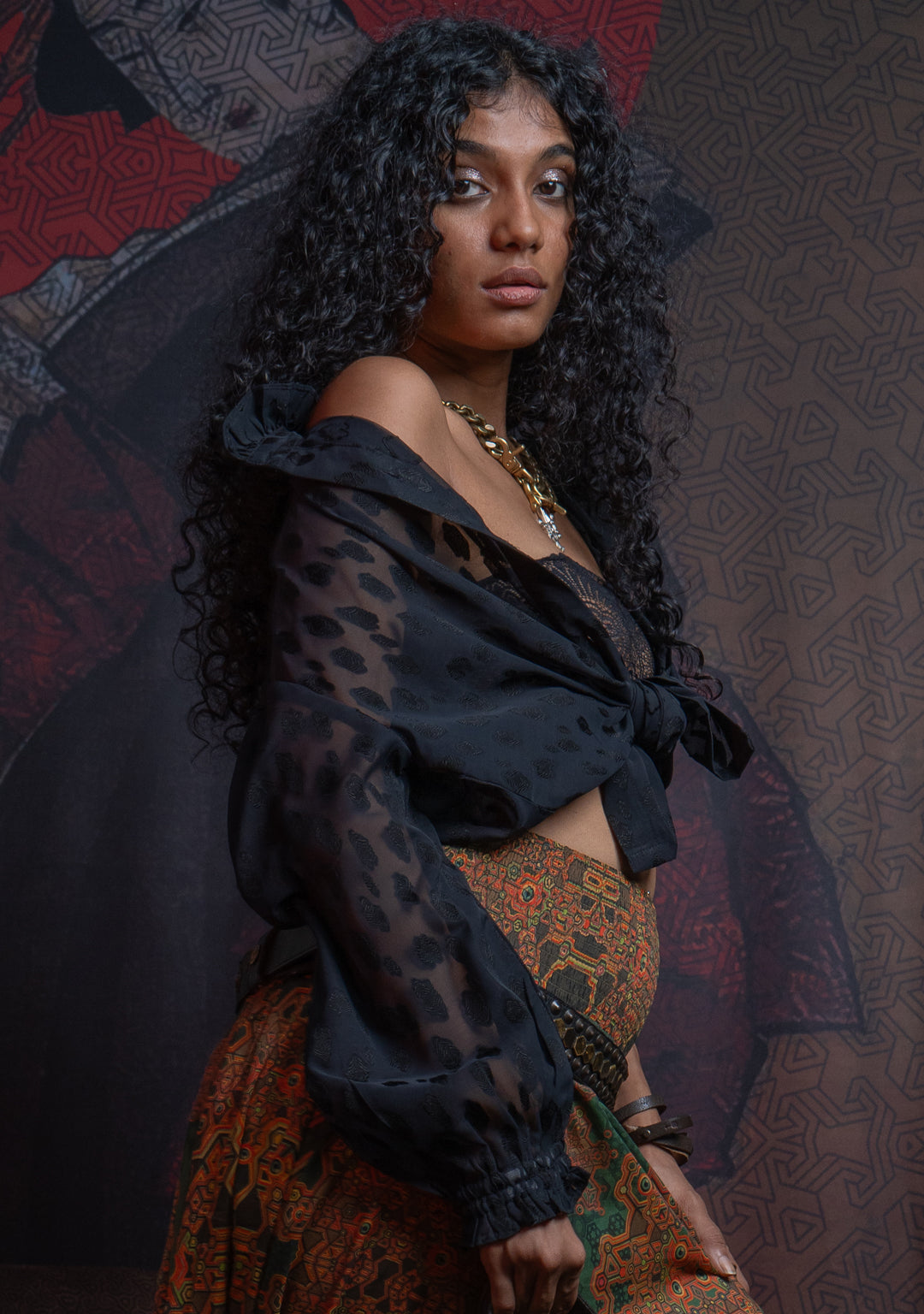 Shirt Woman Longsleeve FRUFRU / Japanese Uragiri -  BLACK Wheat