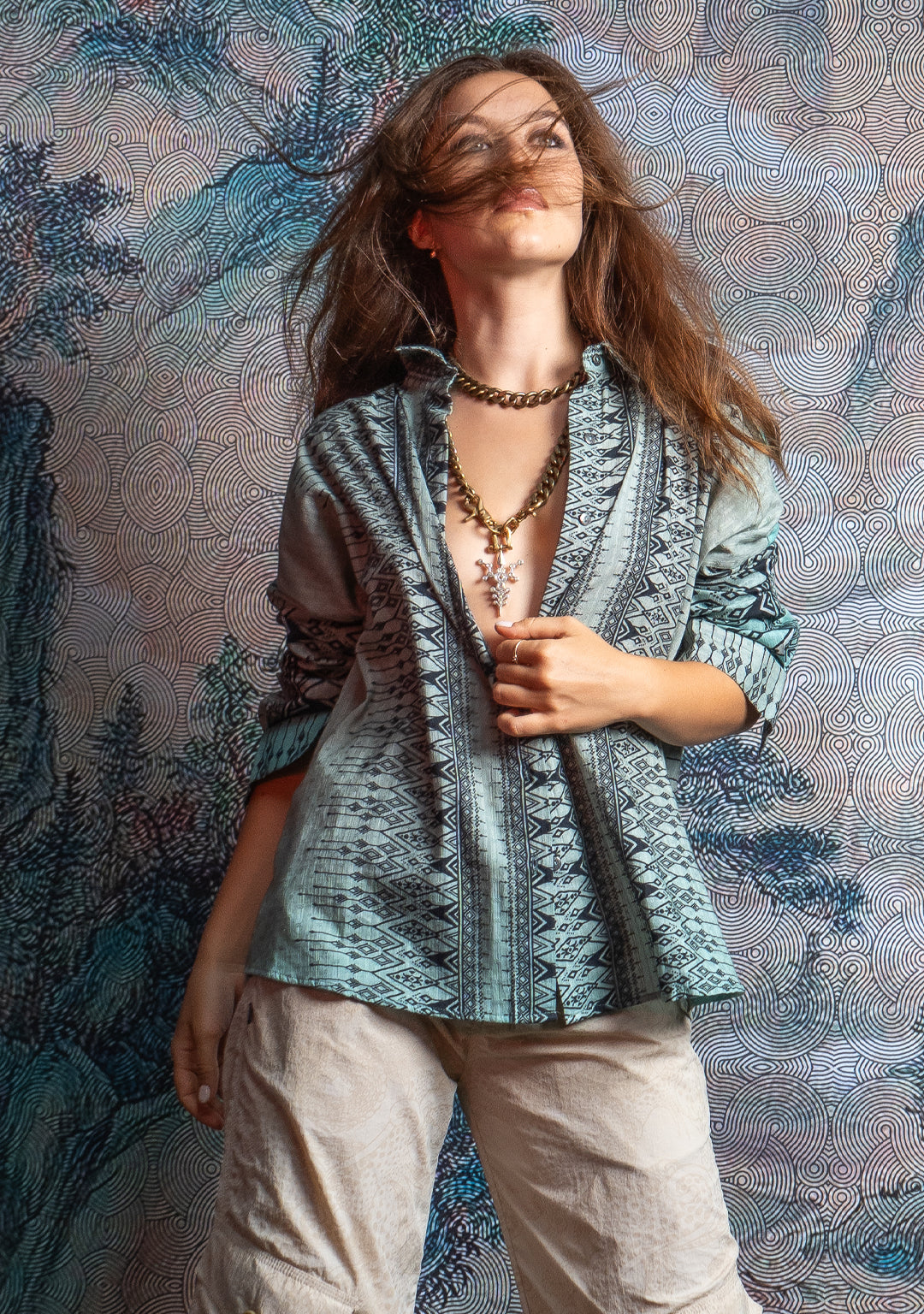 Shirt Woman Longsleeve Smarto  / Cotton Embroiderd - BOHONI