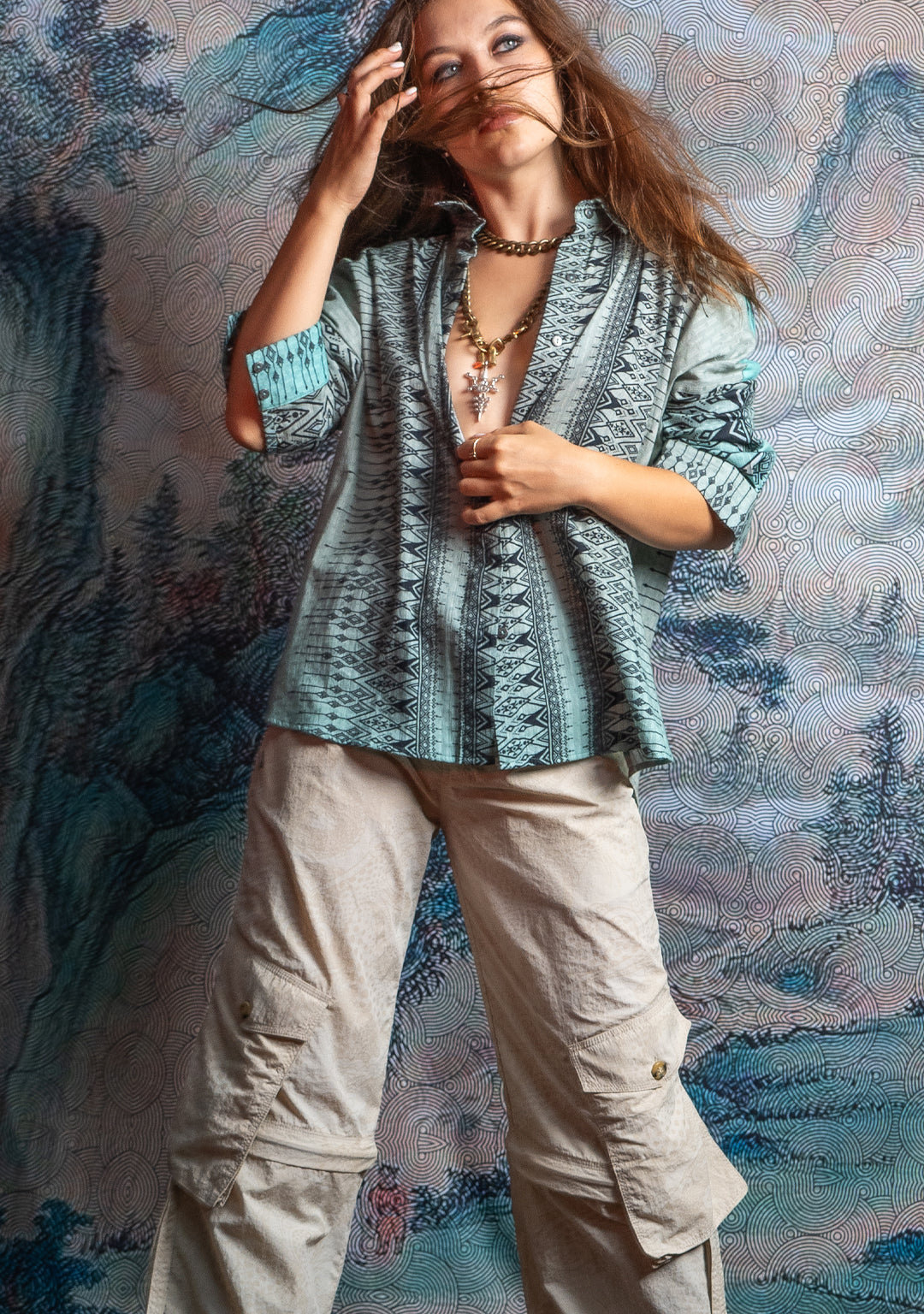 Shirt Woman Longsleeve Smarto  / Cotton Embroiderd - BOHONI