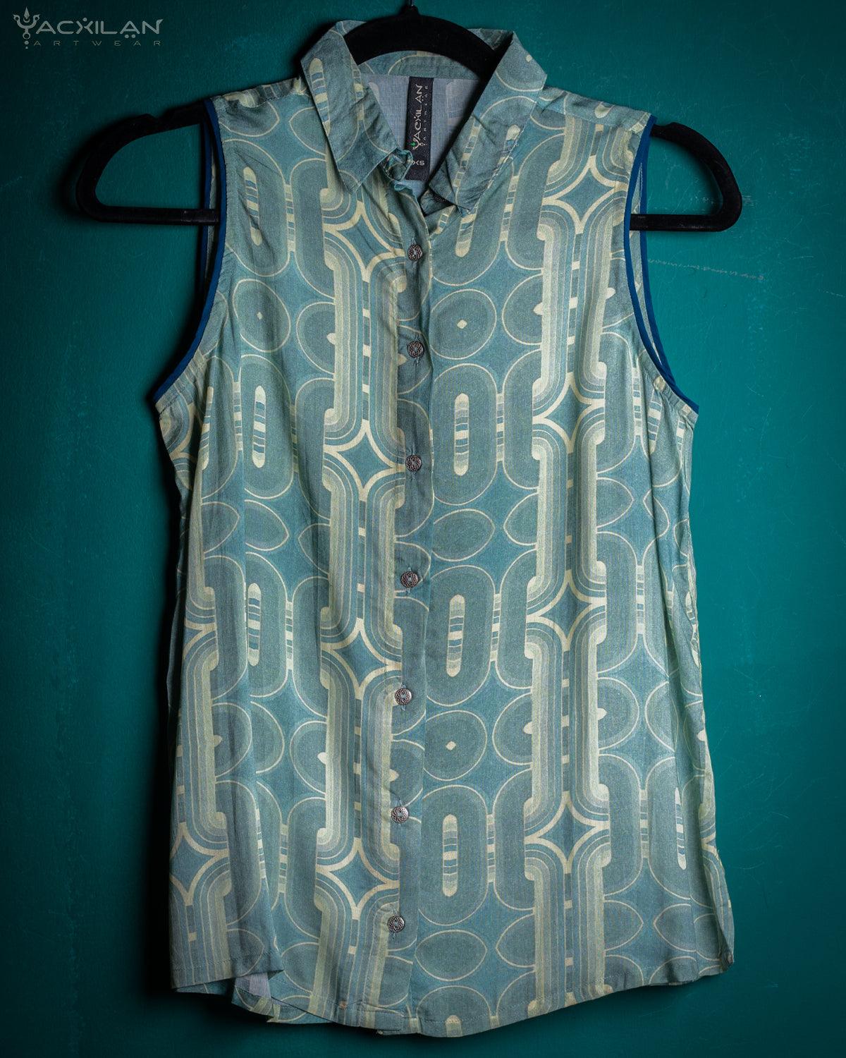 Shirt Woman Sleeveless Buttons / Bamboo - BLUSTAR - Yacxilan Artwear