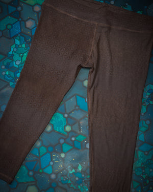 Short Leggings Woman / Bamboo Jersey Veg Dye Veg Print - Brown SANDSOTIME