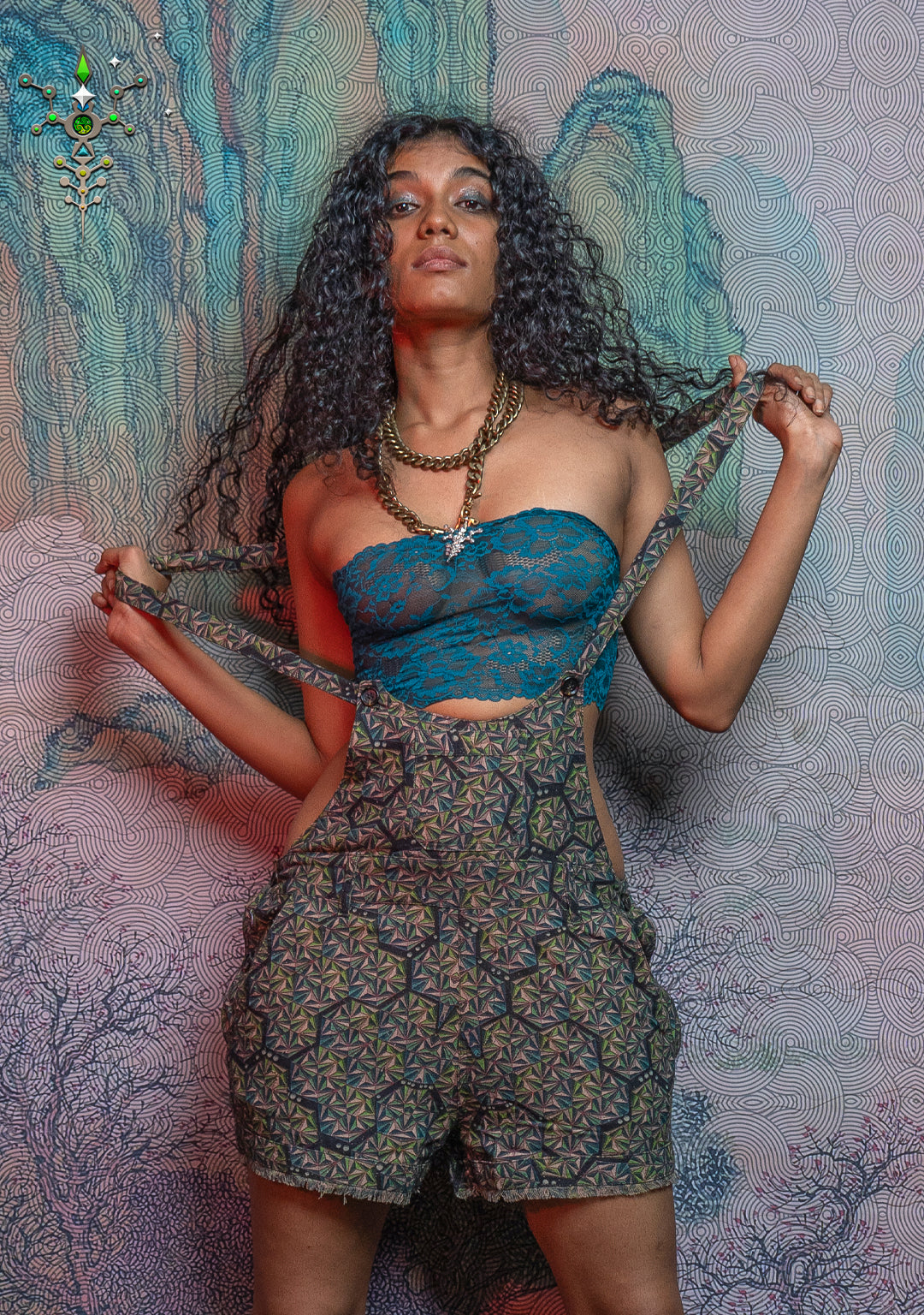 Woman Crop Top / Braband Elastic Lace - TEAL