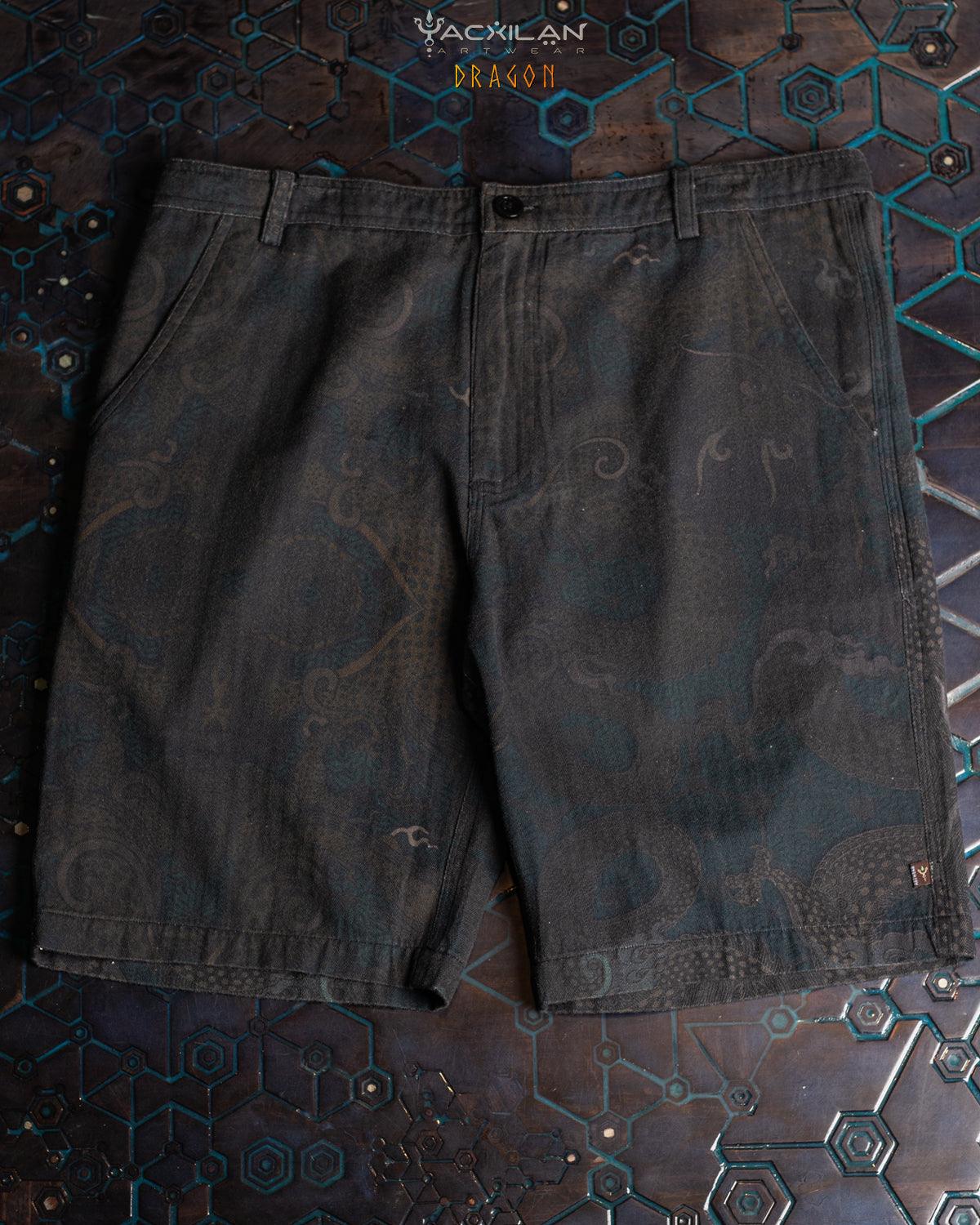 Skate Short Men / Combed Cotton Herringbone - DRAGON - Yacxilan Artwear