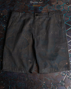 Skate Short Men / Combed Cotton Herringbone - DRAGON - Yacxilan Artwear