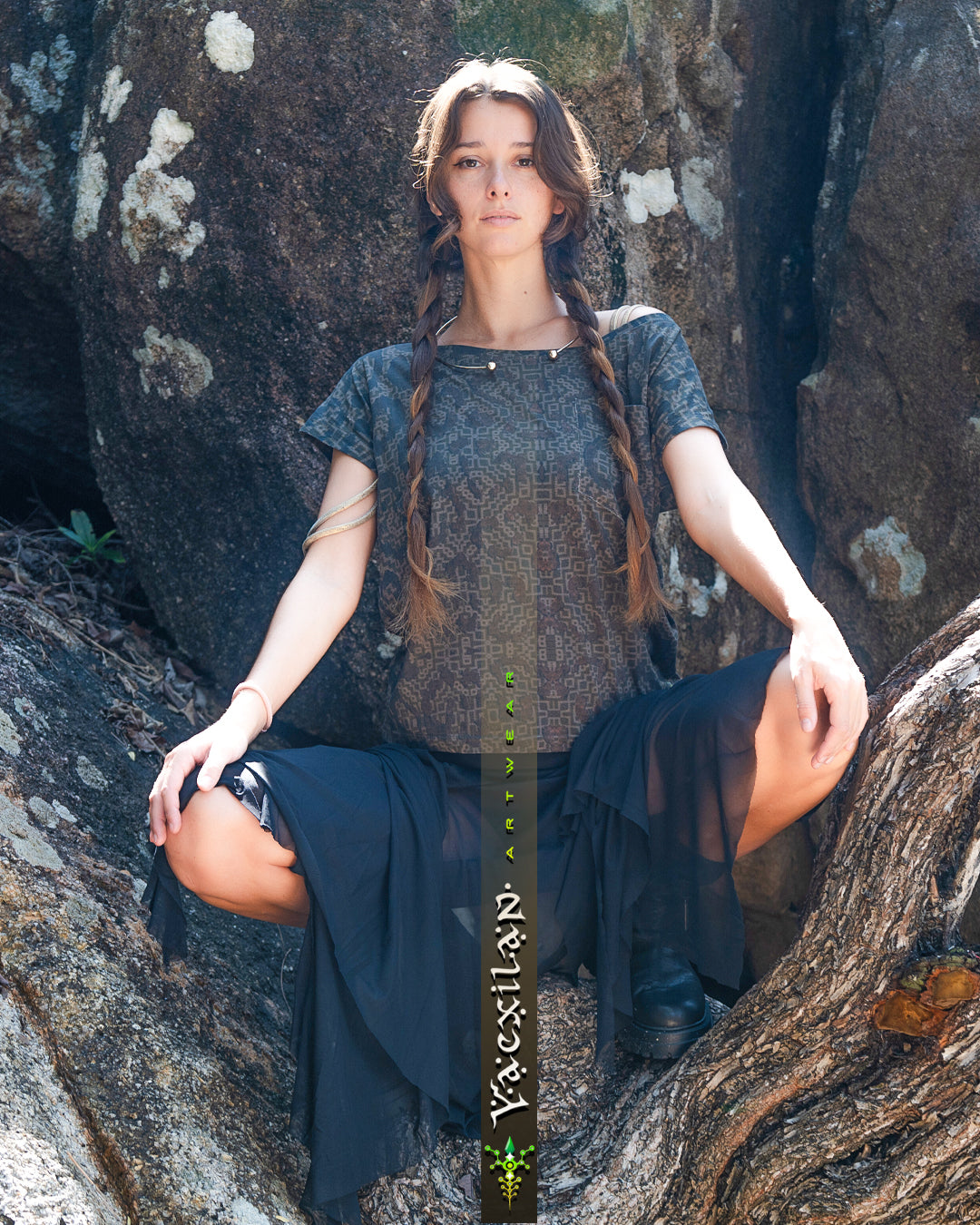 Long Skirt / GIPSY FLOWER Mesh - BLAK