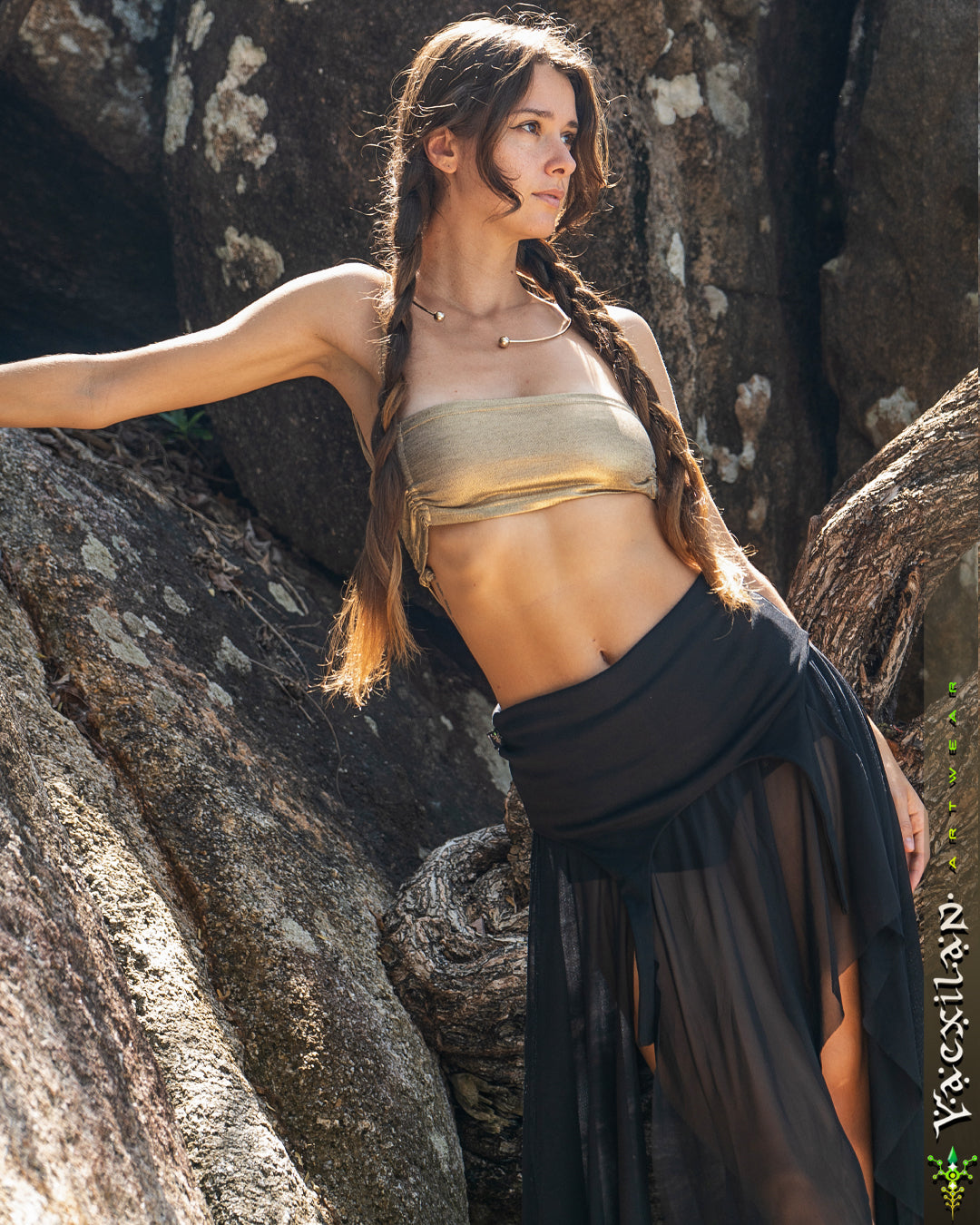 Long Skirt / GIPSY FLOWER Mesh - BLAK