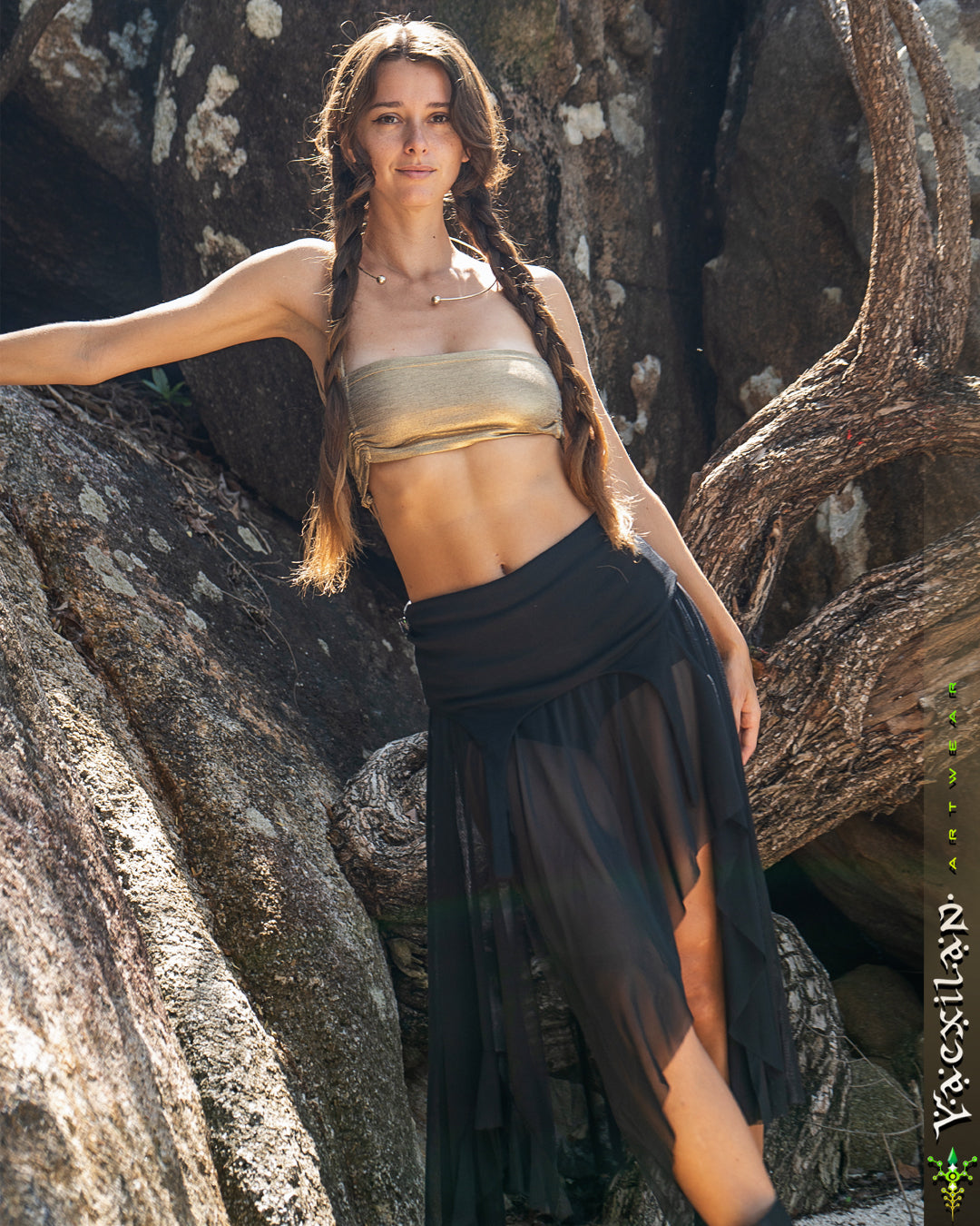 Long Skirt / GIPSY FLOWER Mesh - BLAK