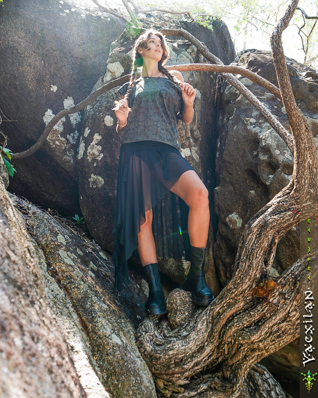 Long Skirt / GIPSY FLOWER Mesh - BLAK