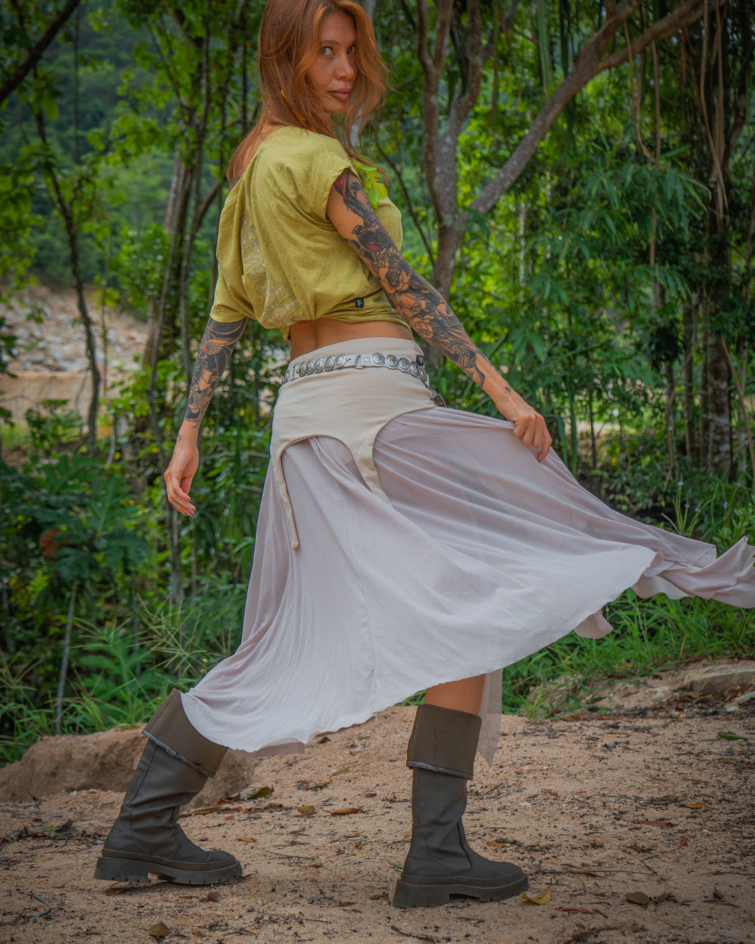 Long Skirt / GIPSY FLOWER Mesh - CREAM