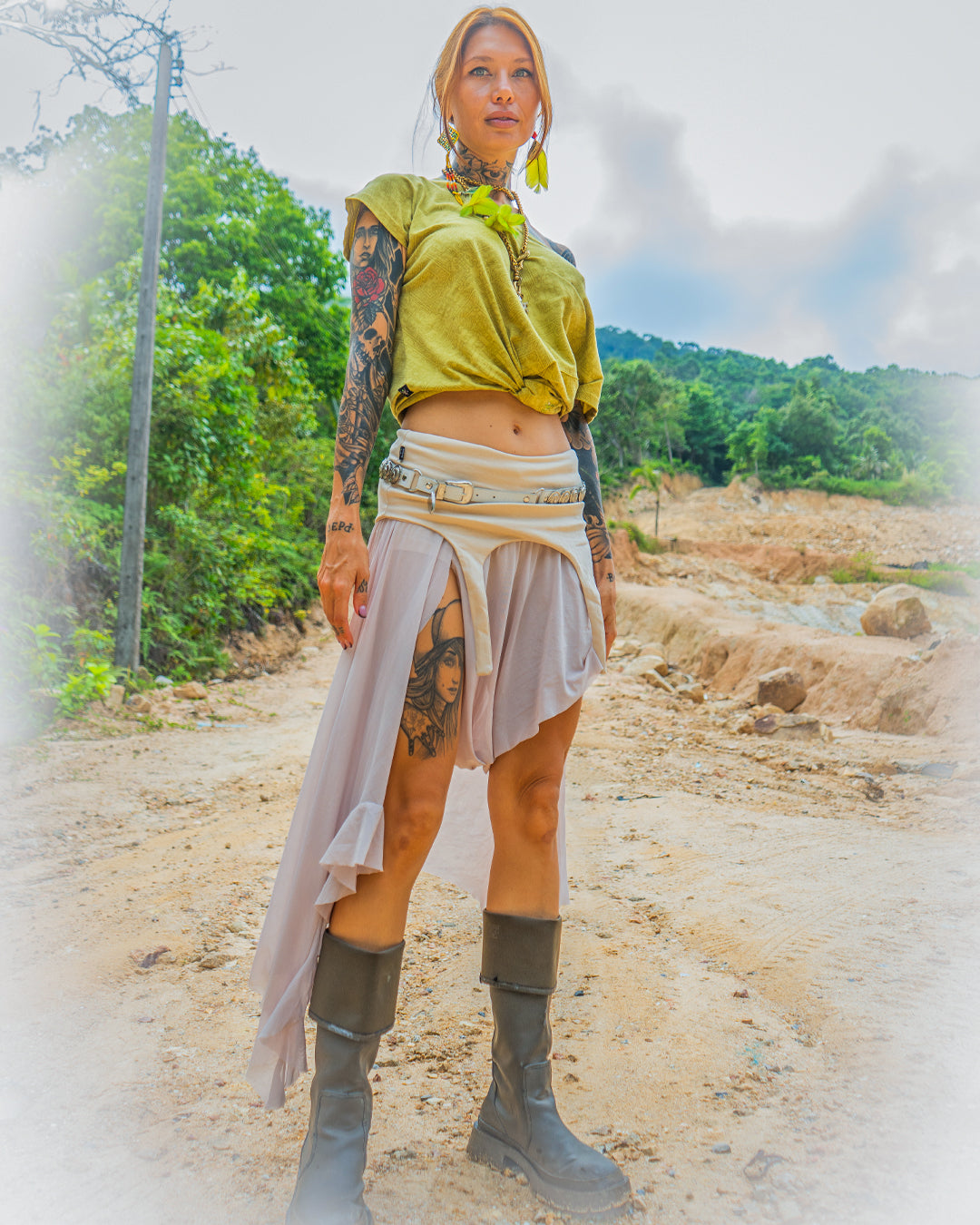 Long Skirt / GIPSY FLOWER Mesh - CREAM