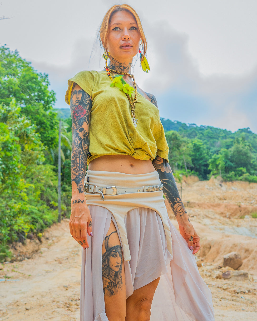 Long Skirt / GIPSY FLOWER Mesh - CREAM