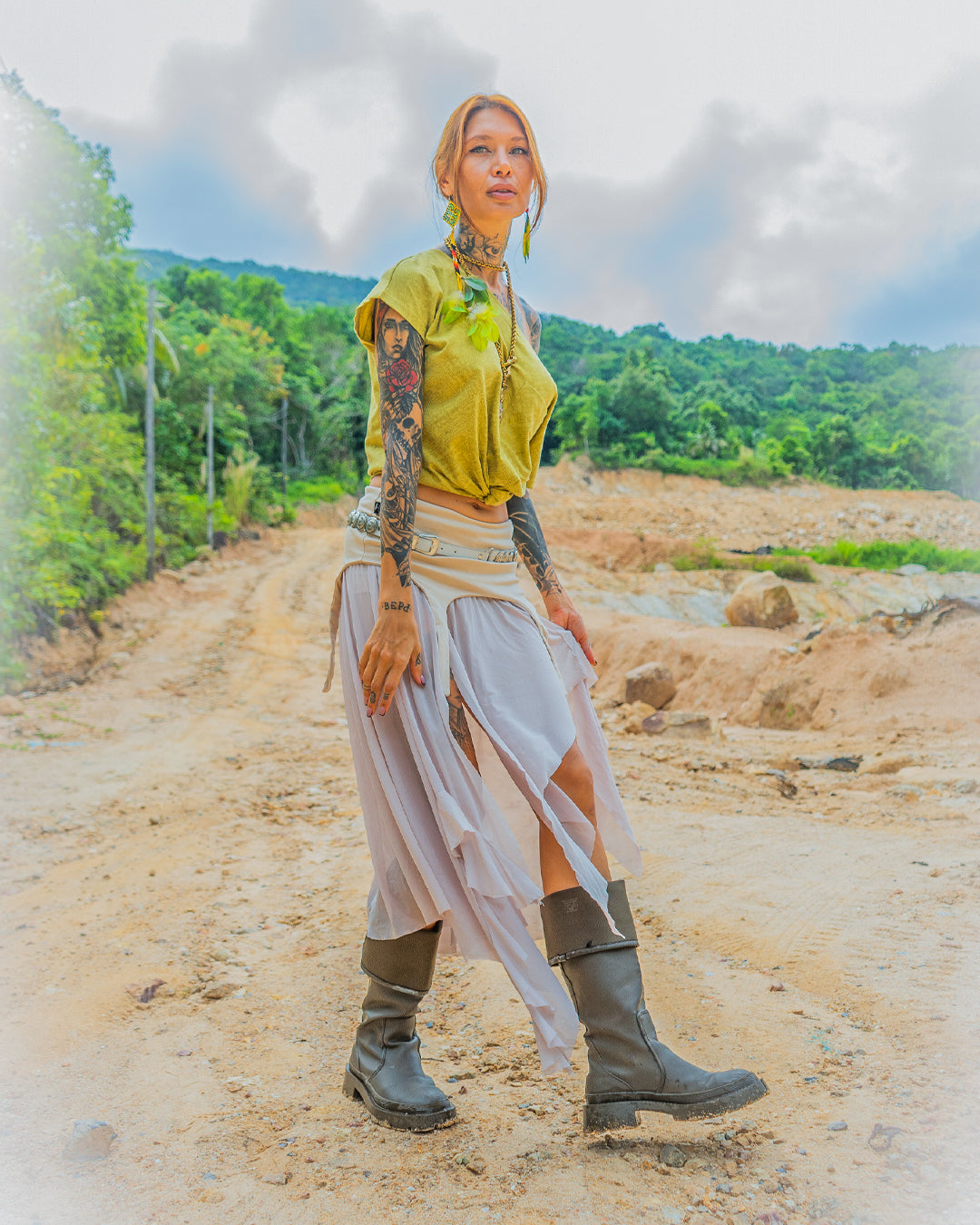 Long Skirt / GIPSY FLOWER Mesh - CREAM