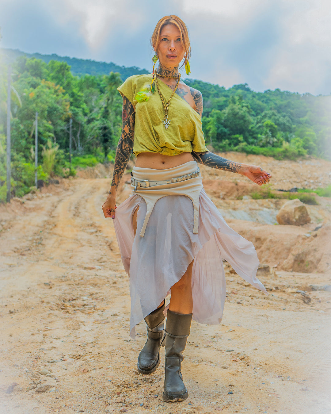 Long Skirt / GIPSY FLOWER Mesh - CREAM