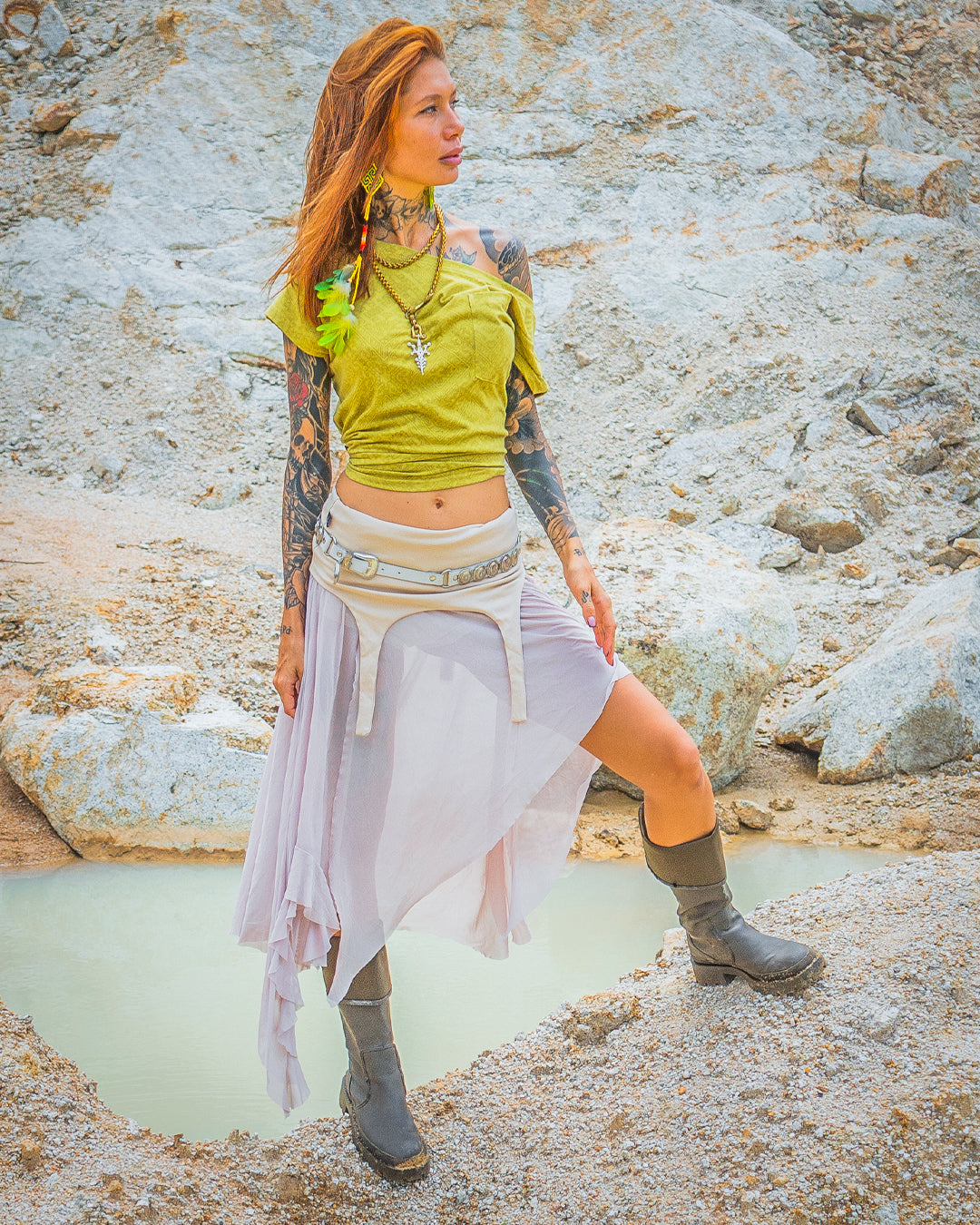 Long Skirt / GIPSY FLOWER Mesh - CREAM