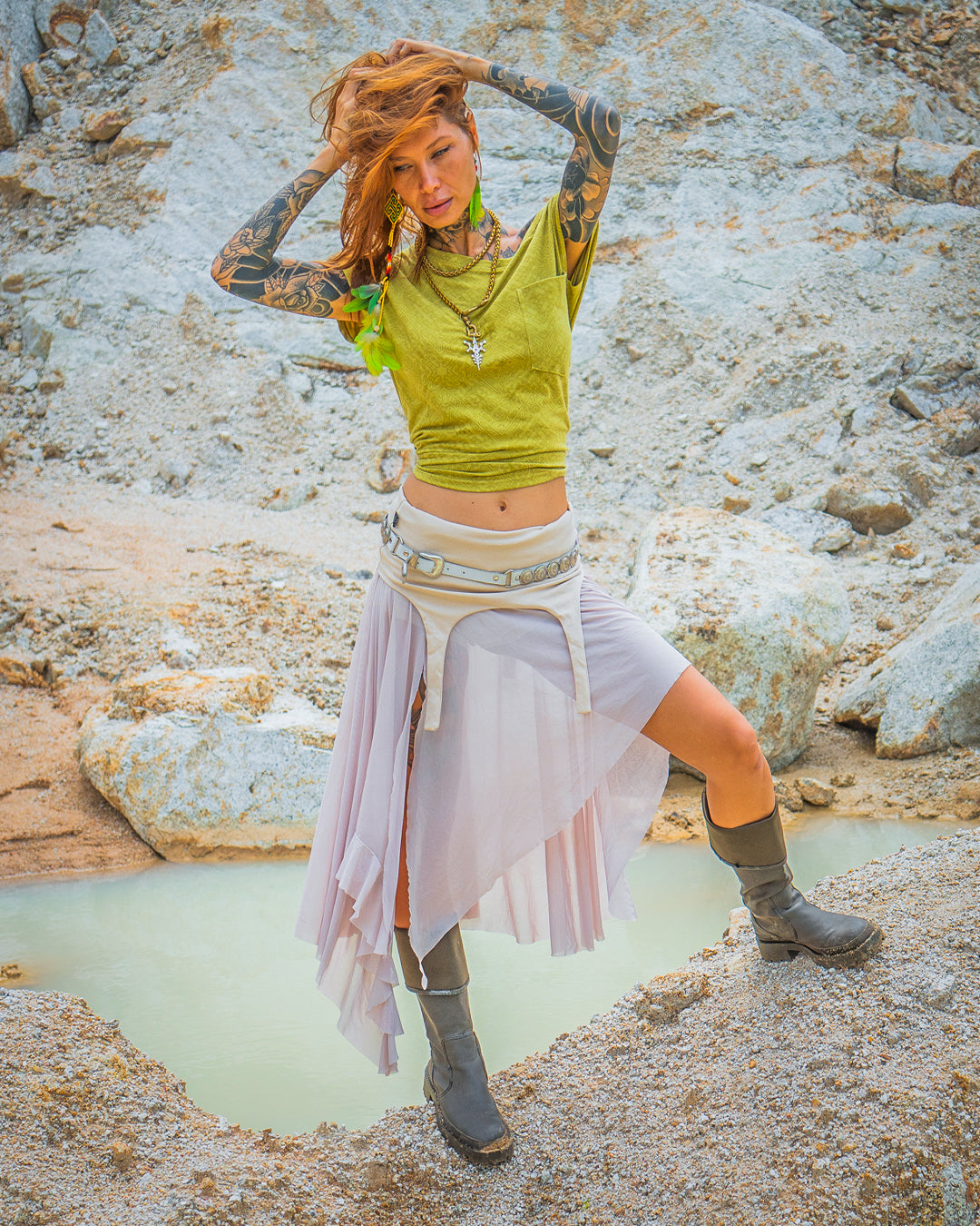 Long Skirt / GIPSY FLOWER Mesh - CREAM