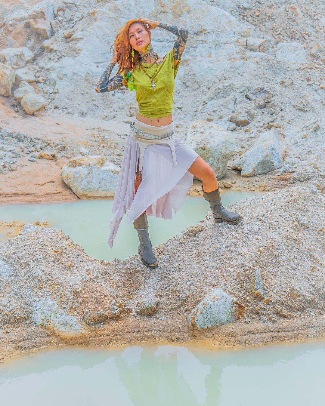 Long Skirt / GIPSY FLOWER Mesh - CREAM