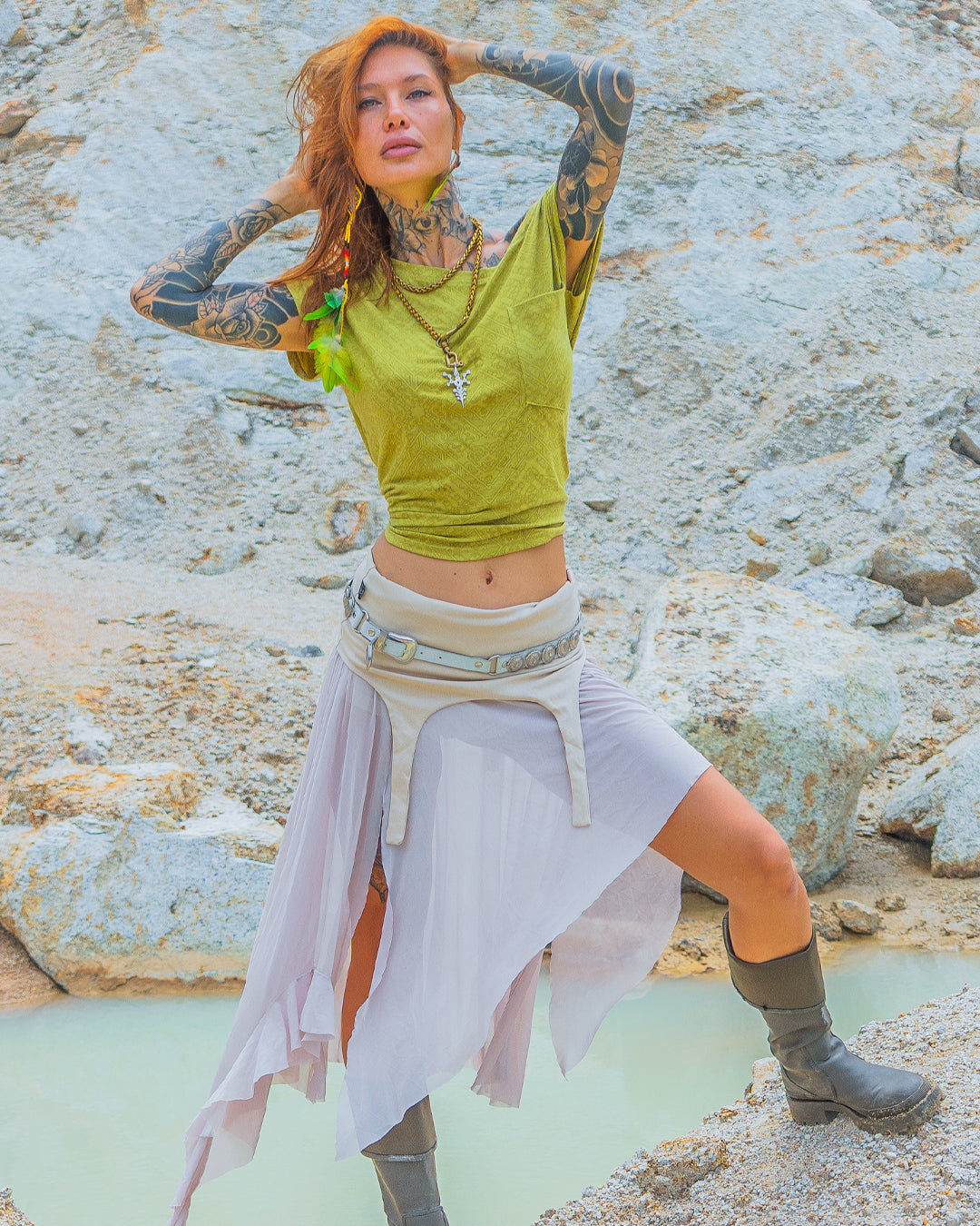 Long Skirt / GIPSY FLOWER Mesh - CREAM