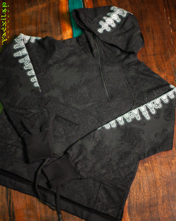 Hoodie Men Pullover / Cotton Fleece - MAYAN CODEX GALACTIK SPINE