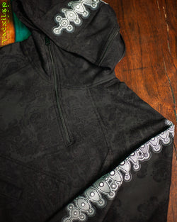 Hoodie Men Pullover / Cotton Fleece - MAYAN CODEX GALACTIK SPINE