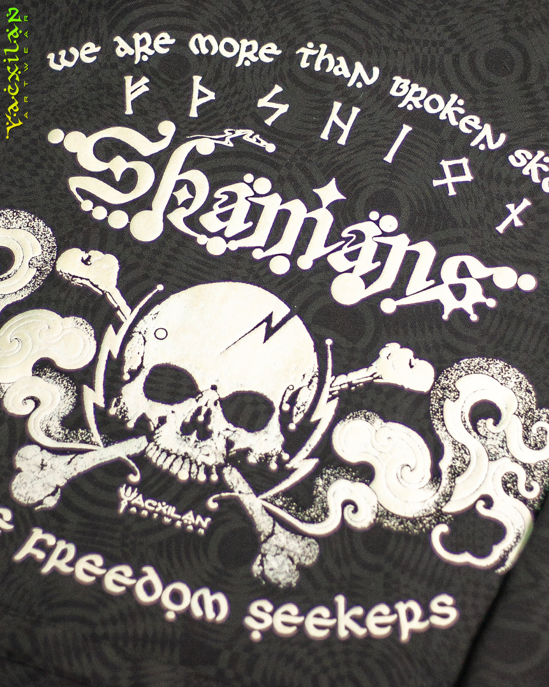 Hoodie Men Pullover / Cotton Fleece - WIERD NOISES WHITE SHAMANS