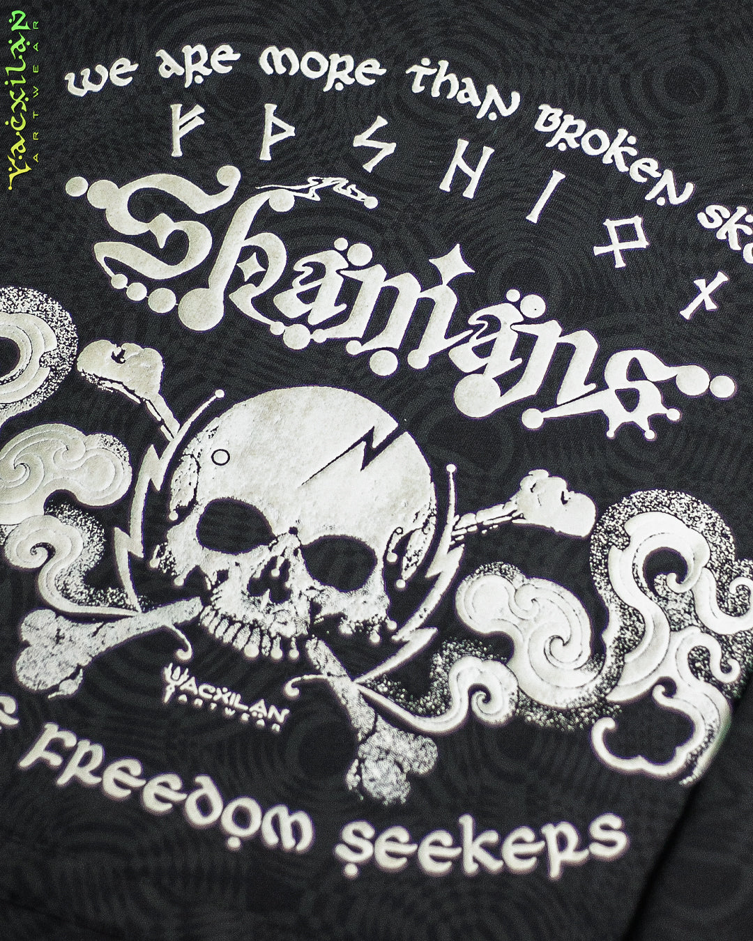 Hoodie Pullover / Cotton Fleece - WIERD NOISES WHITE SHAMANS