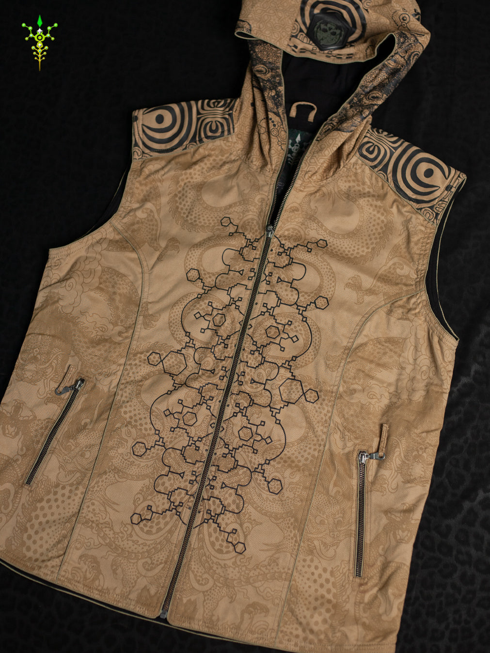 Sleeveless Jacket Men / Cotton Screenprint - IKARO Sand