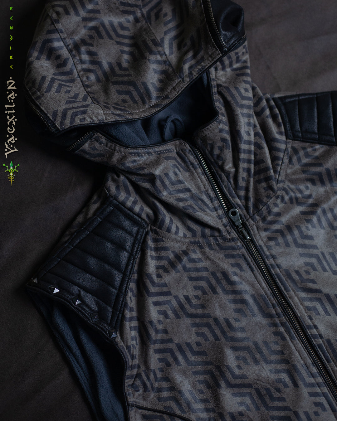 Sleeveless Hooded Jacket Men / Fake Leather Rider - Grey TROPELOPE