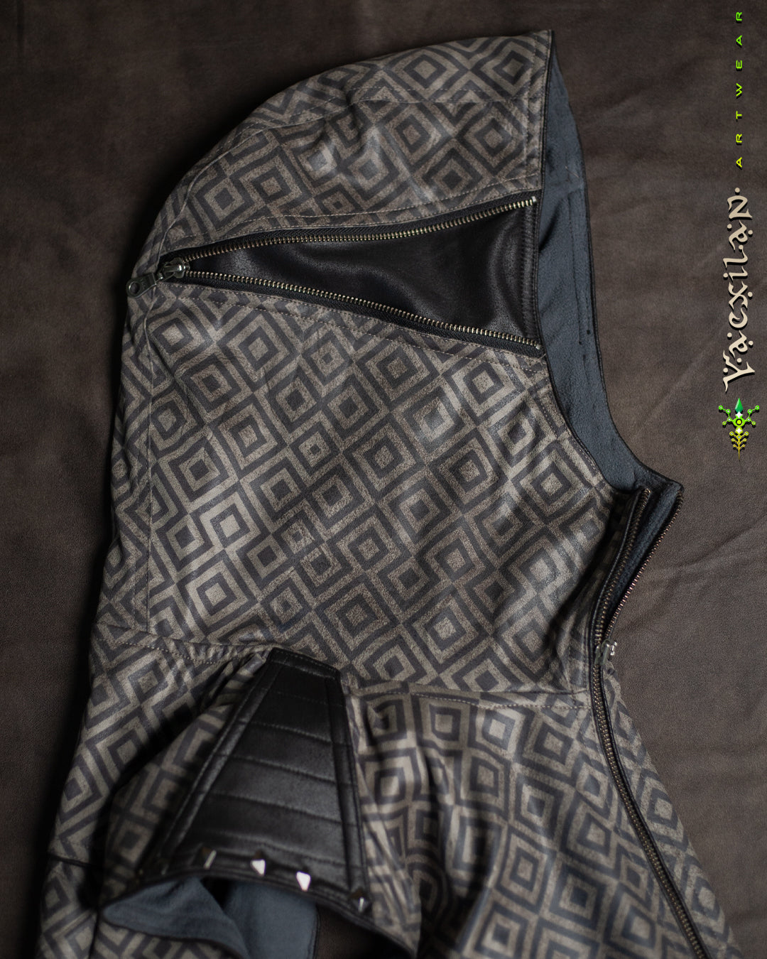Sleeveless Hooded Jacket Men / Fake Leather Rider - Grey CAMALEON
